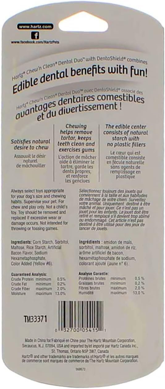 HARTZ Chew N' Clean Dental Duo Dog Chew Toy Bacon Flavor, Medium 1 ea(Pack of 6) - Image 3