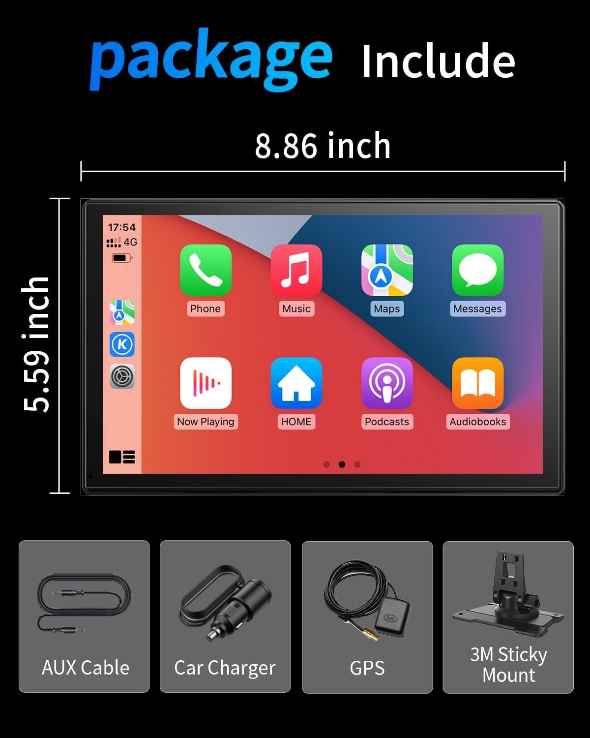 8 Core Android 13 4+64GB Car Stereo, 9 Inch Android Auto Wireless Apple Carplay, Portable Carplay Screen for Car, OTA, GPS Navigation, Netflix, YouTube, Tictok, Google Play - Image 7