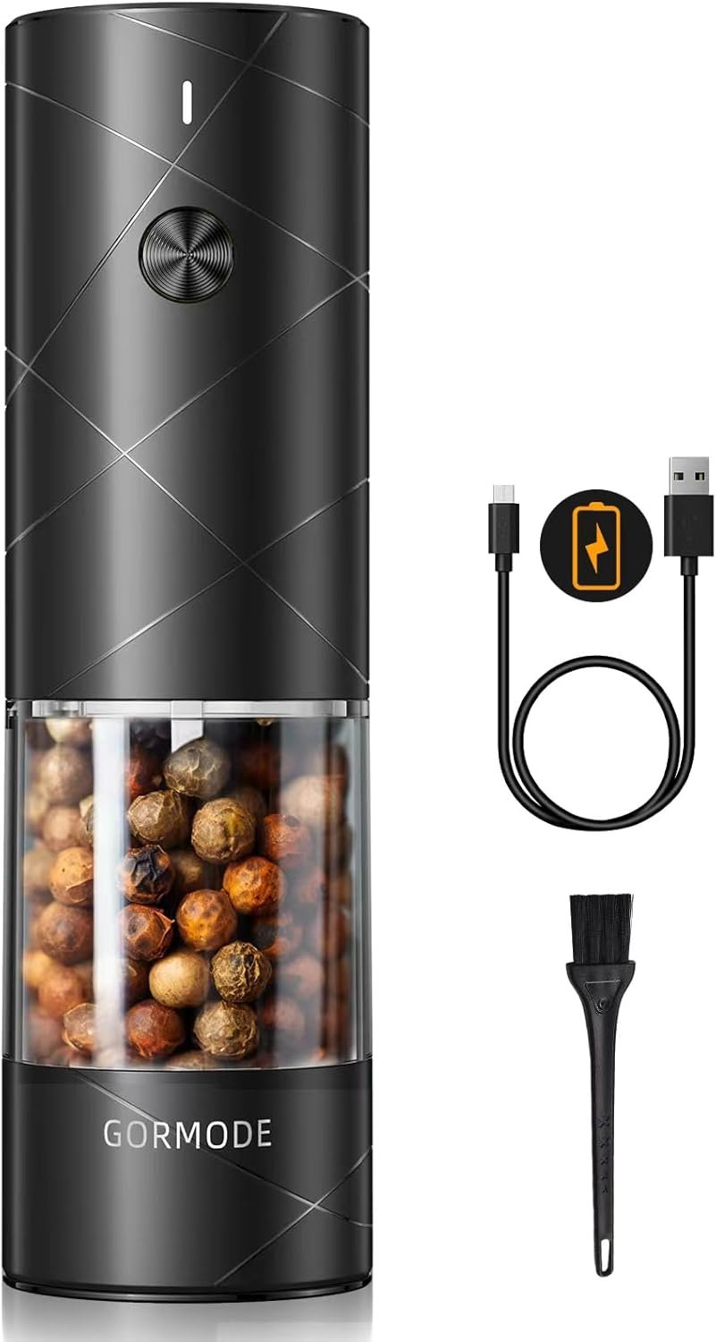 Large Capacity Electric Salt and Pepper Grinder – USB Rechargeable Salt Pepper Grinder – 6-Level Adjustable Coarseness–Automatic Salt Grinder and Pepper Mill – Easy One-Hand Operation - Image 2