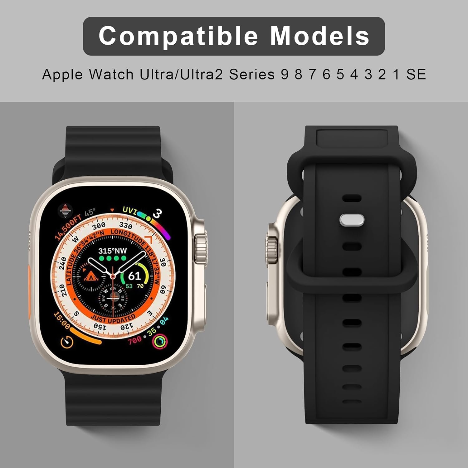 Silicone Ocean Bands Compatible with Apple Watch Band Ultra 49mm 45mm 44mm 41mm 38mm 40mm 42mm for Women Men, Sport Ocean Loop Wristband for iWatch Ultra 2/Ultra SE2/SE Series 109 8 7 6 5 4 3 2 1 - Image 4