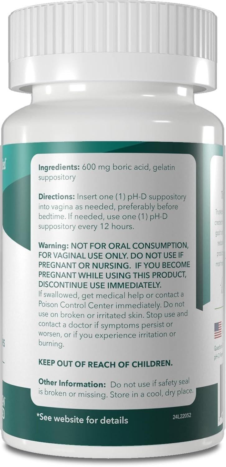 pH-D Feminine Health - Boric Acid Starter Bundle - pH-D Boric Acid Vaginal Suppositories 24 Count and 5 Vaginal Suppository Applicators - Image 8