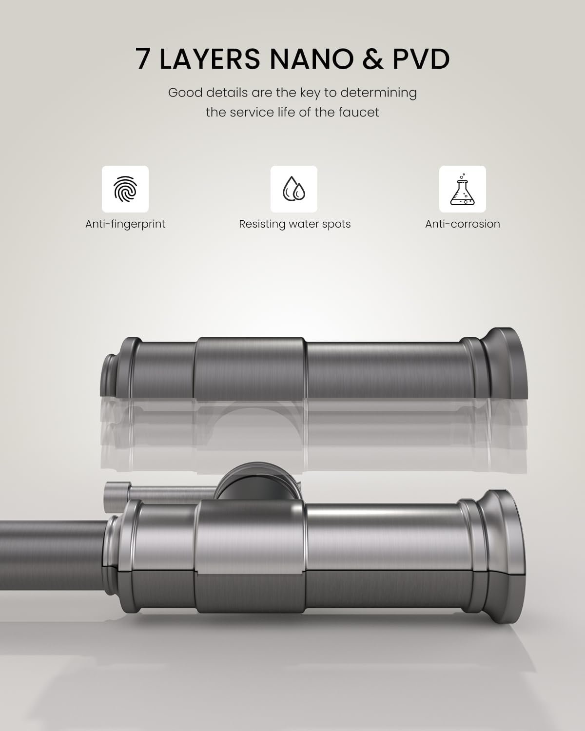 Black Stainless Kitchen Sink Faucet with Pull Down Sprayer, DAYONE Single Handle 1 Hole High Arc Flow 360° Swivel Kitchen Faucets with Soap Dispenser, APS136BS - Image 5