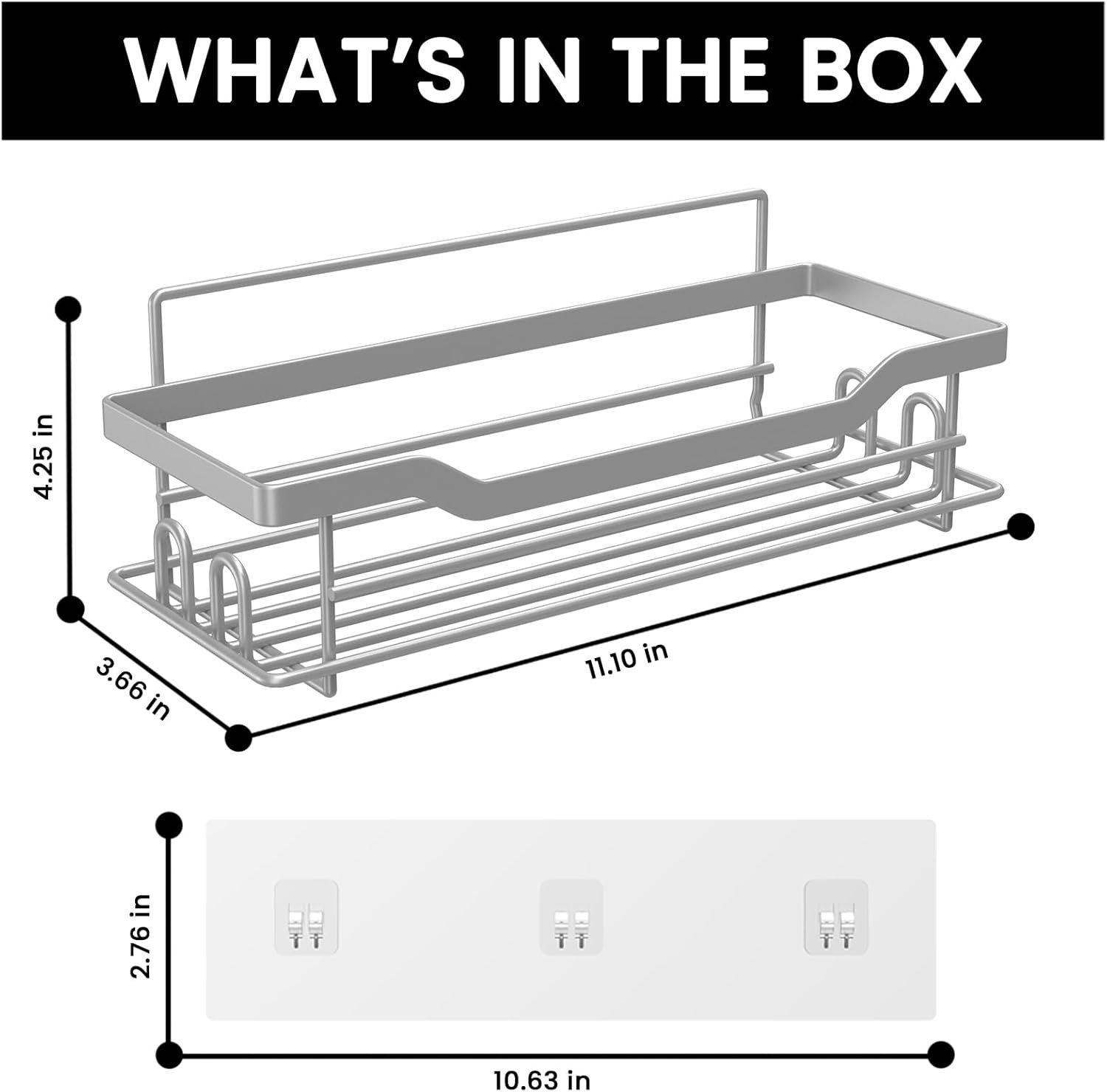 Shower Caddy Shelves Organizer Rack, Single Pack Shower Caddy, Shower Shelves for Inside Shower, No Drilling Wall Mounted Self Adhesive Shower Shelves, Paint Nickel - Image 7