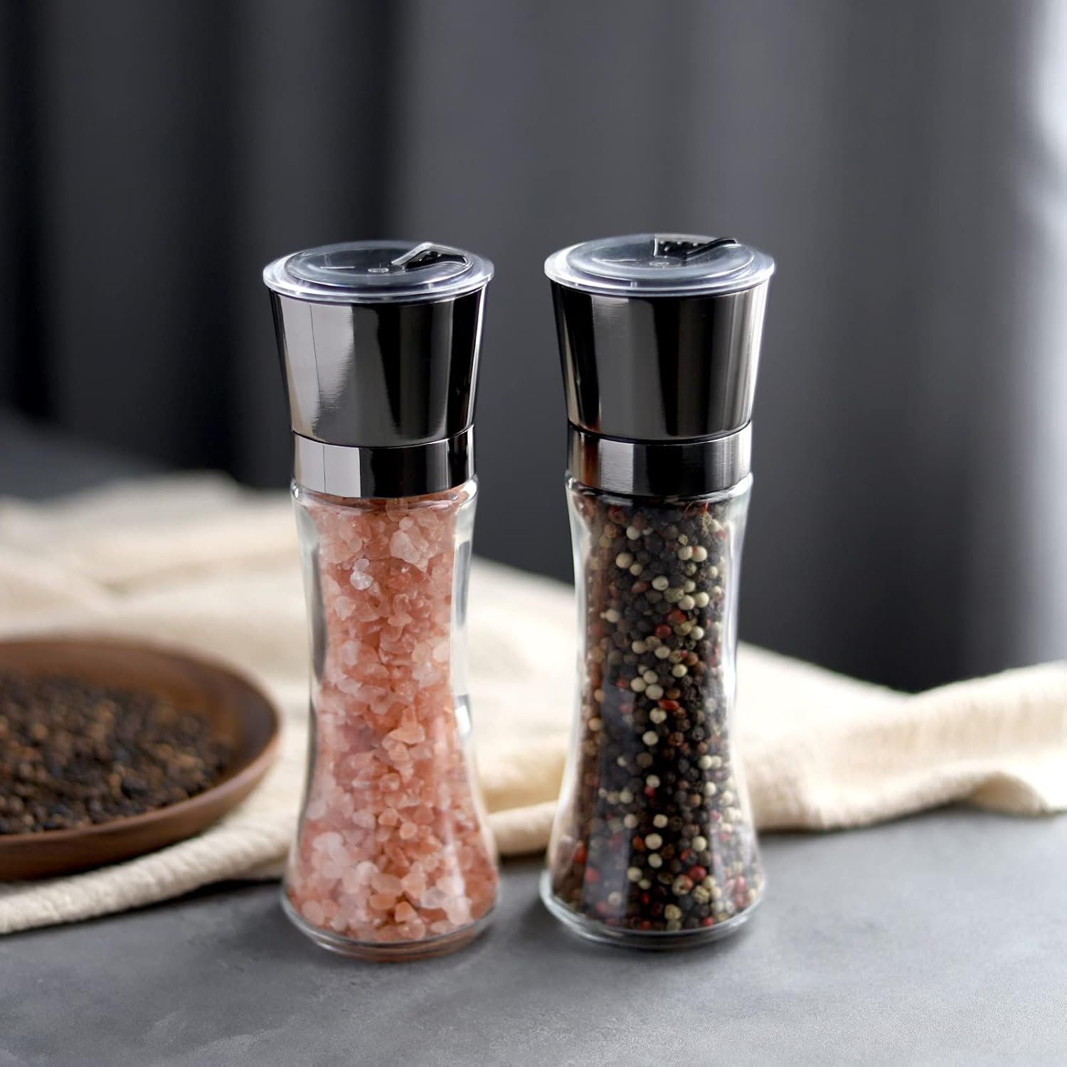 VEVOK CHEF Salt and Pepper Grinder Set Stainless Steel Black Salt and Pepper Mill with Adjustable Coarseness Salt Shaker Set Spice Grinder Black Pepper Grinder Refillable Home Kitchen - Image 6