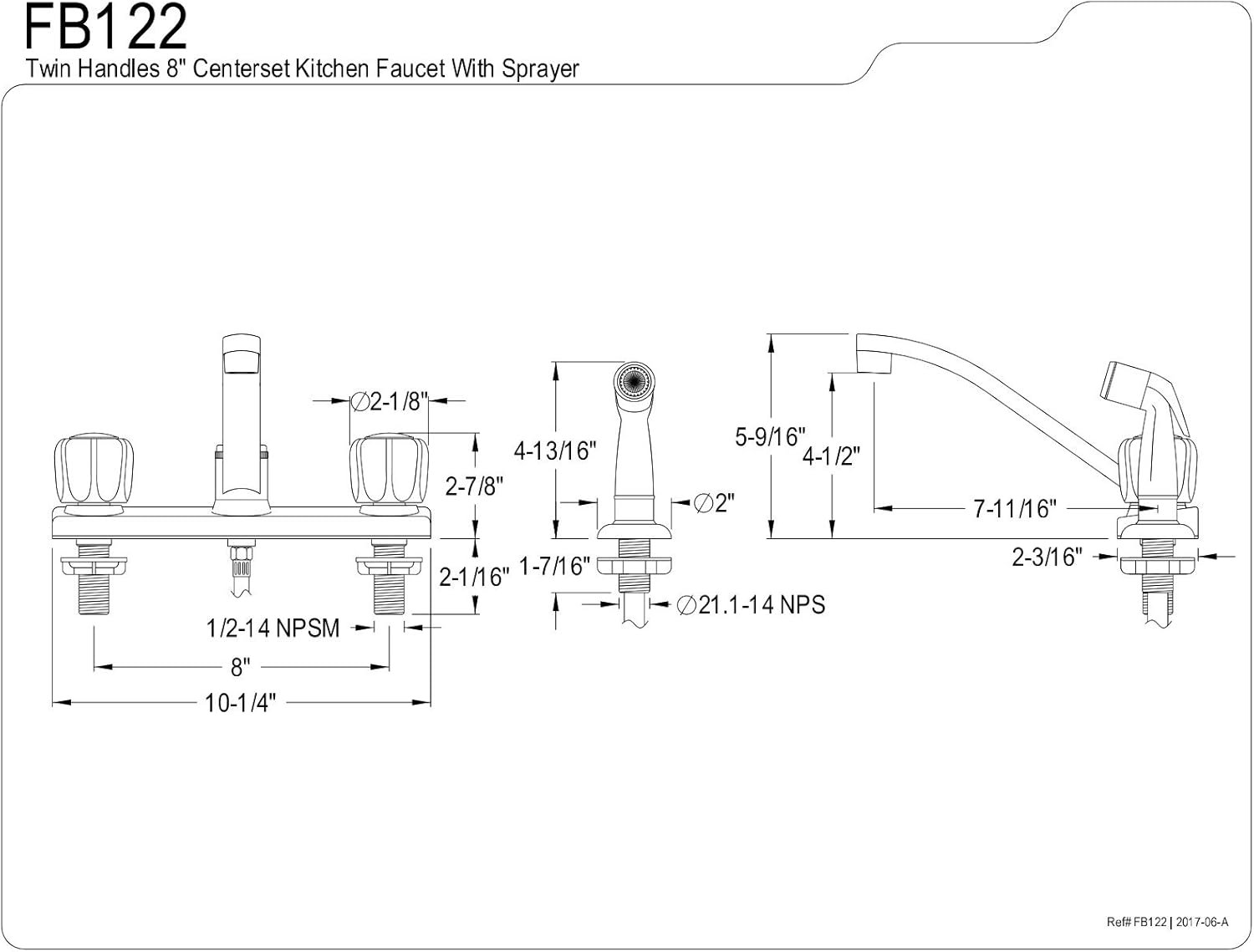 Kingston Brass FB122 7-11/16-Inch Spout Reach Columbia 8-Inch Kitchen Faucet with Side Sprayer, Polished Chrome - Image 3