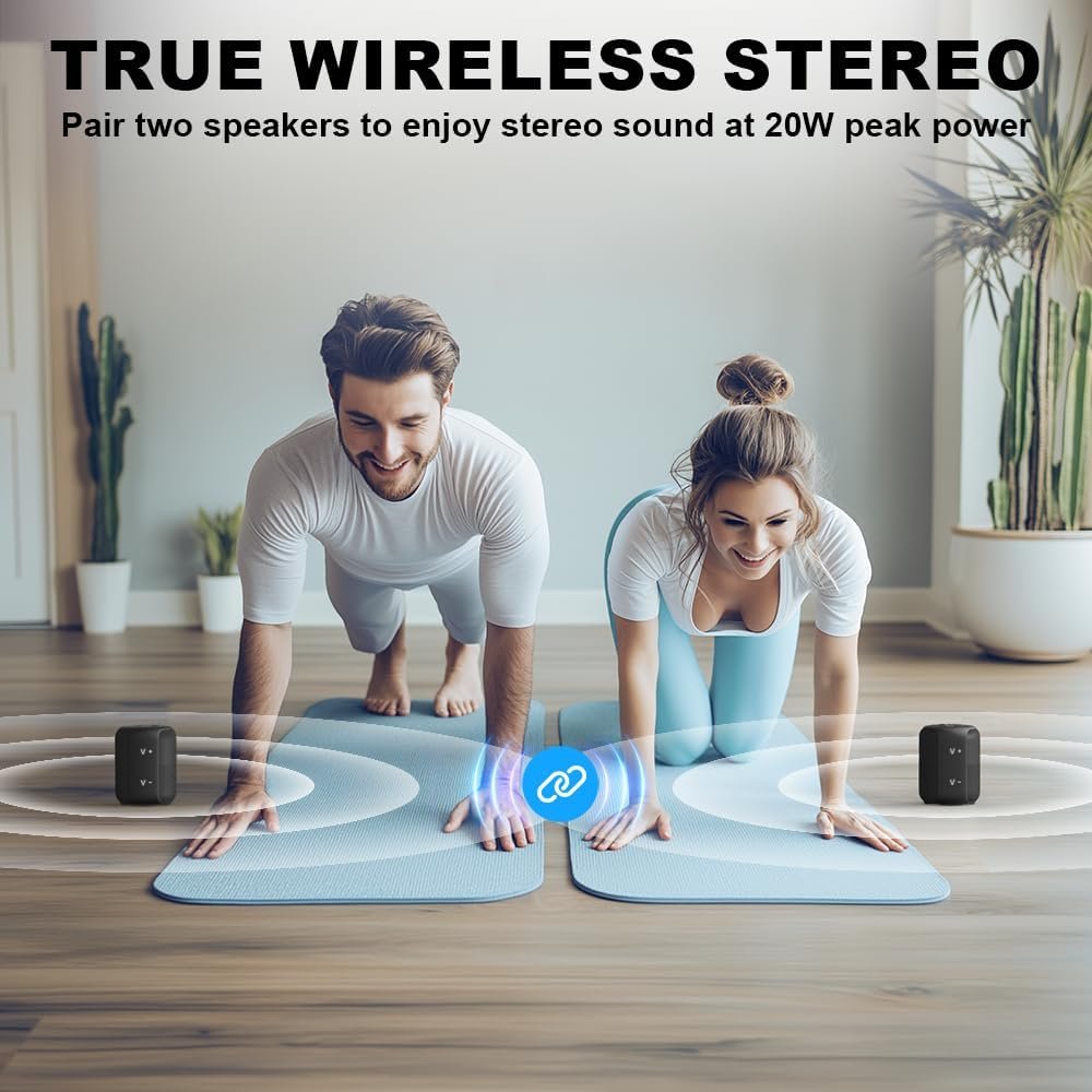 Bobtot Portable Speaker Bluetooth 10W Peak, IPX6 Shower Speaker, 25H Playing Time, Loud and Stereo Sound with Bass, Dual Pairing, Small Bluetooth Speaker Wireless for Party, Camping, Travel - Image 4