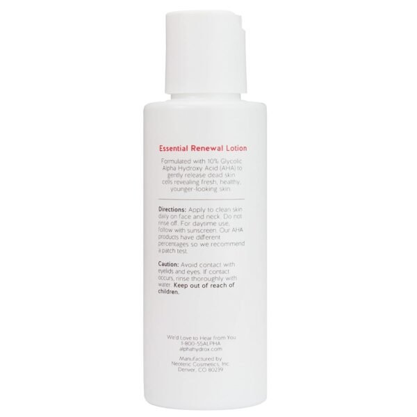 Alpha Skin Care Essential Renewal Lotion | Anti-Aging Formula | 10% Glycolic Alpha Hydroxy Acid (AHA) | Reduces the Appearance of Lines & Wrinkles | For Normal to Dry Skin | 4 Fl Oz (Pack of 1) - Image 3