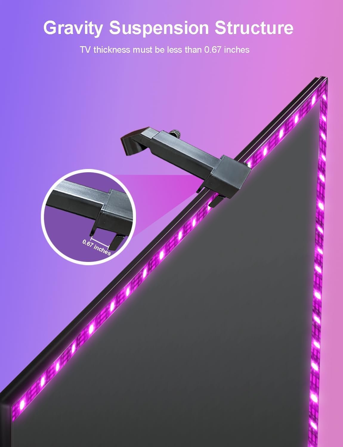 TV LED Backlight with Camera for 55-65 inch Screens, 13Ft LED Strip Lights Sync to Screen & Music, RGB Built in Chip Strip Lights Color Changing, Smart App Control, USB Power - Image 5