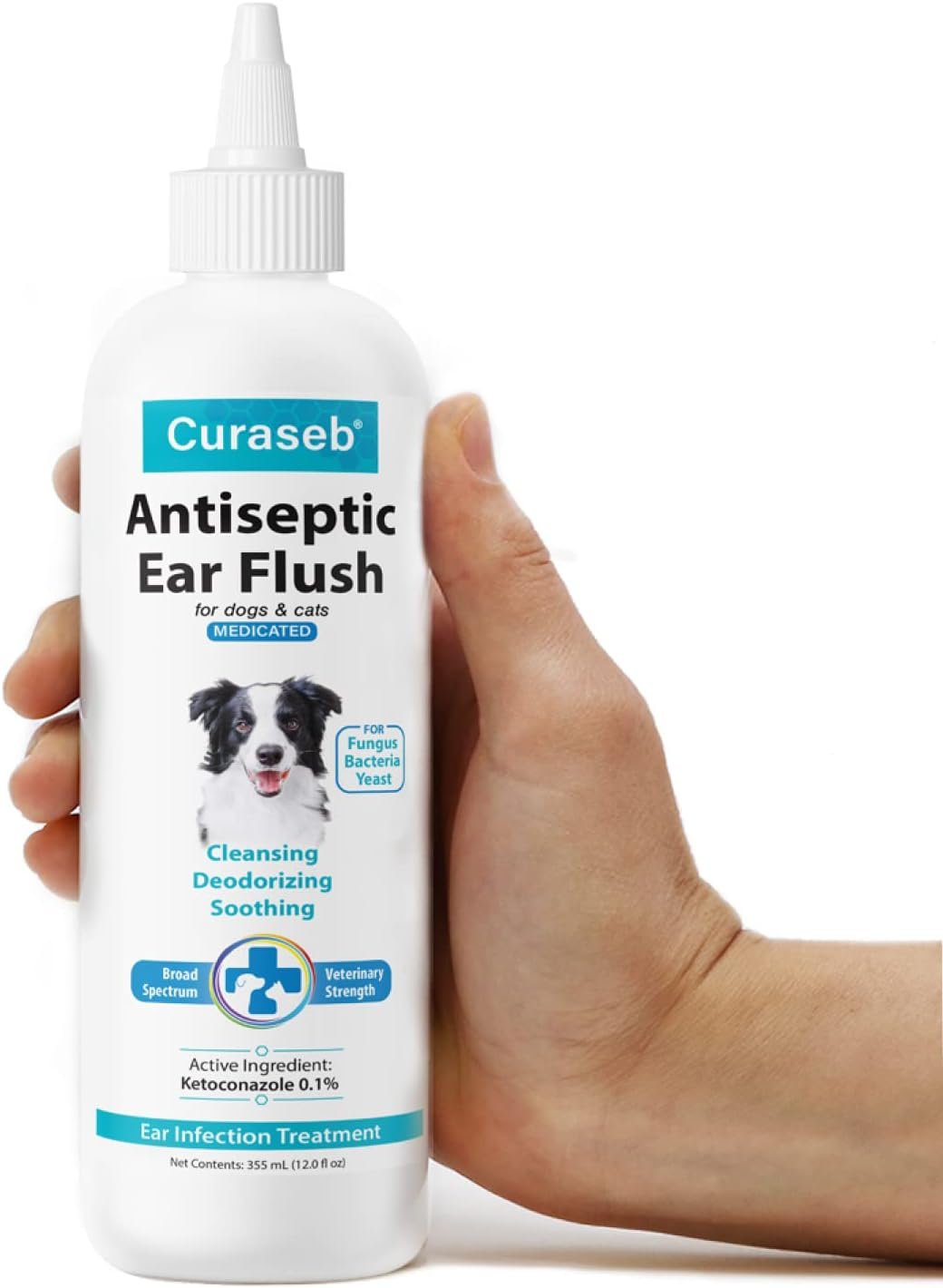 Curaseb Dog Ear Infection Treatment Solution – Soothes Itchy & Inflamed Ears – Cleans Debris and Buildup - 12oz - Image 2