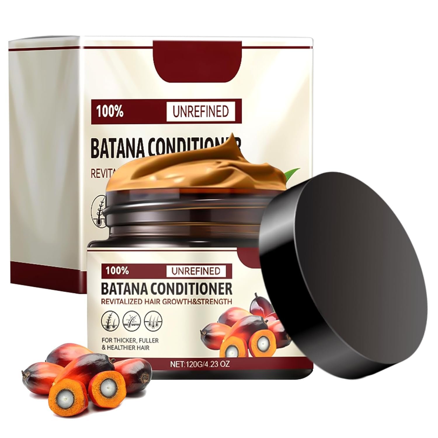 1Pcs Natural Batana Hair Oil - Organic Raw Hair Repair Cream, Enhances Shine, Thickness and Eliminates Split Ends for Men & Women, 120g - Image 2