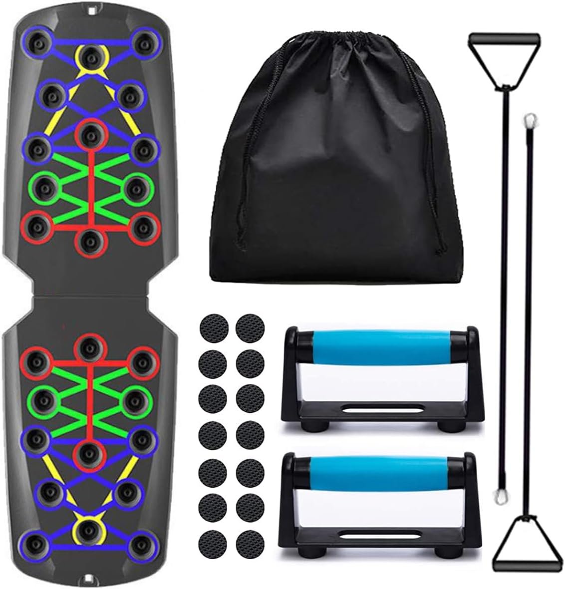Push Up Board 12 in 1 - Portable Folding Exercise Station for Chest, Back, Shoulders & Triceps | Includes Handles, Resistance Bands, Non-Slip Stickers & Storage Bag for Home or Gym Use - Image 2