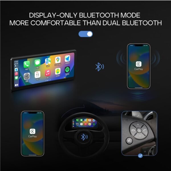 [2025 Fully Laminated Screen] CarpodGo T3 Pro Portable 60fps Wireless Carplay Android Auto,8.9 Inch 1920 * 720 IPS Touch Screen Car Stereo,Display-Only BT Mode Supports Steering Wheel Controls - Image 6