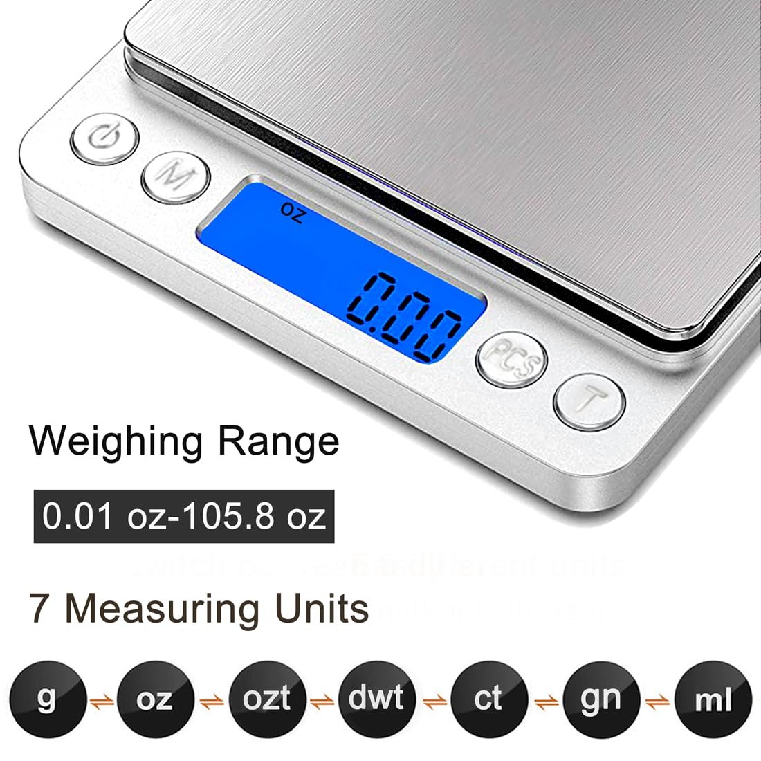 Food Scale Digital Kitchen Scale for Food Ounces and Grams, Small Pocket Scale for Weight, Cooking, Coffee, Jewelry, Baking, 3000g, 0.1g/0.01oz Precision (2 Trays) - Image 4