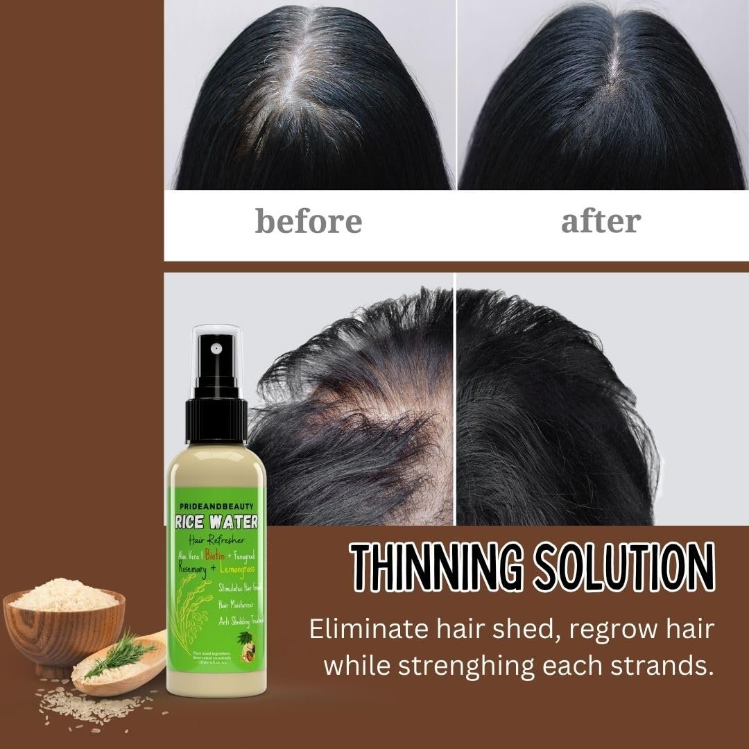 Rice Water For Hair Growth - Hair & Scalp Treatment, Rosemary Water Spray For Hair Growth, Infused with Biotin, Vegan Non-Greasy Spray Naturally Thicker hair. (Rosemary + Lemongrass, 4 OUNCES) - Image 7