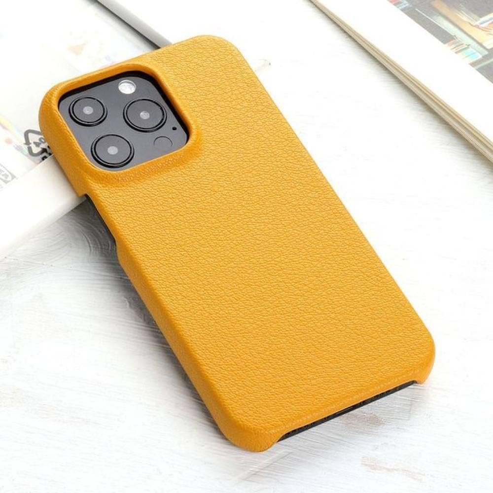 Litchi Grain Leather Case for iPhone 14 13 11 12 Pro Max 13 Mini XR X XS Max 14 Plus Back Cover,Yellow,for iPhone 11 - Image 2
