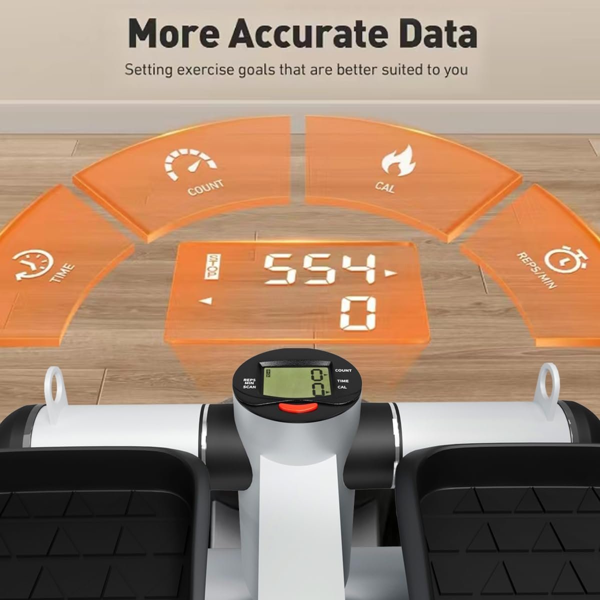 Steppers for Exercise, Stair Stepper with Resistance Bands, Mini Stepper with 330LBS Loading Capacity, Hydraulic Fitness Stepper with LCD Monitor, No Assembly Required - Image 5