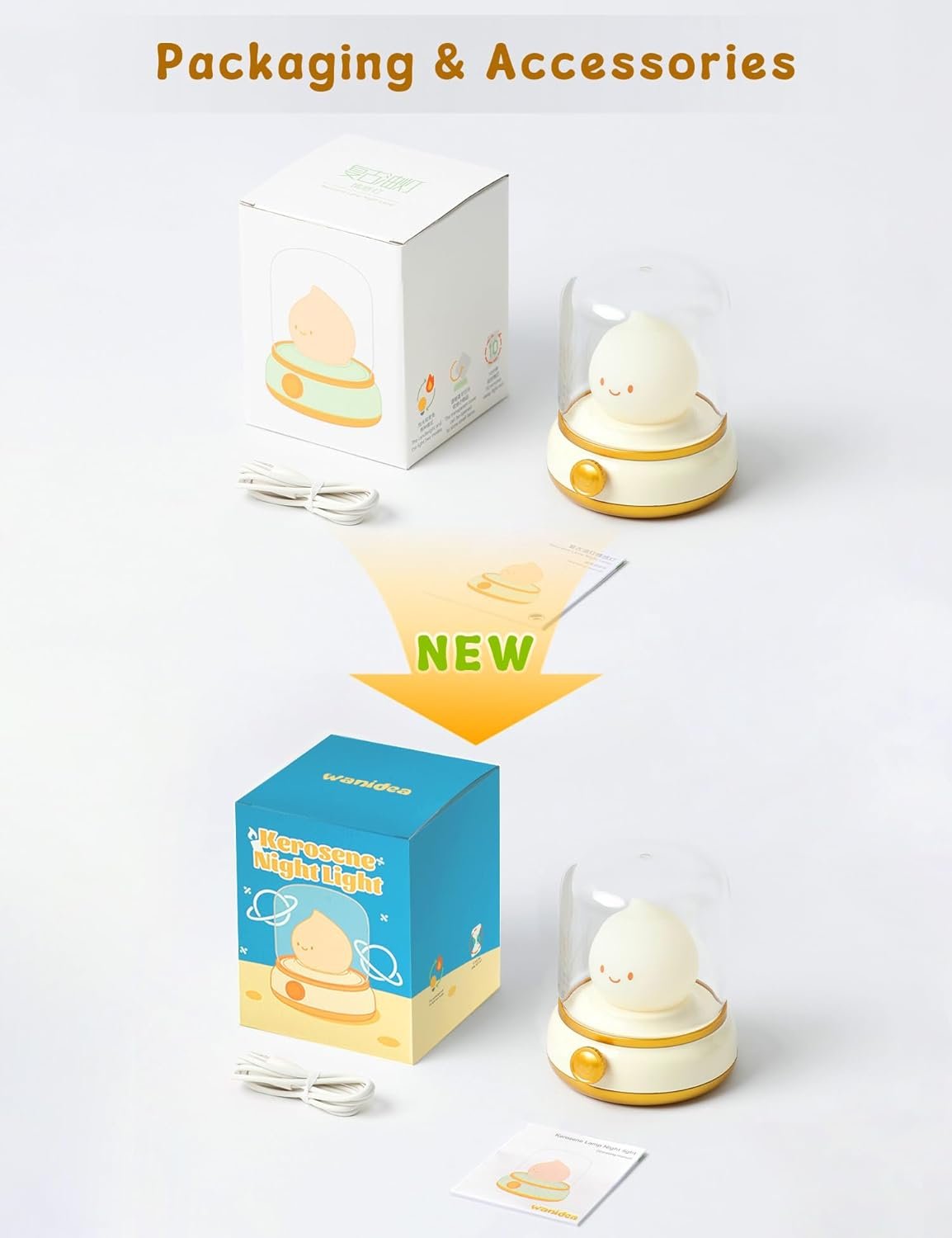 Flameless Candles Lamp, Led Candles,Candle Warmer Lamp, Cute Kerosene Lamp,Silicone Flame Amber Light,Adjustable Dimmable Rechargeable Night Light for Kids,Girls,Teenager Kids Bedroom - Image 8