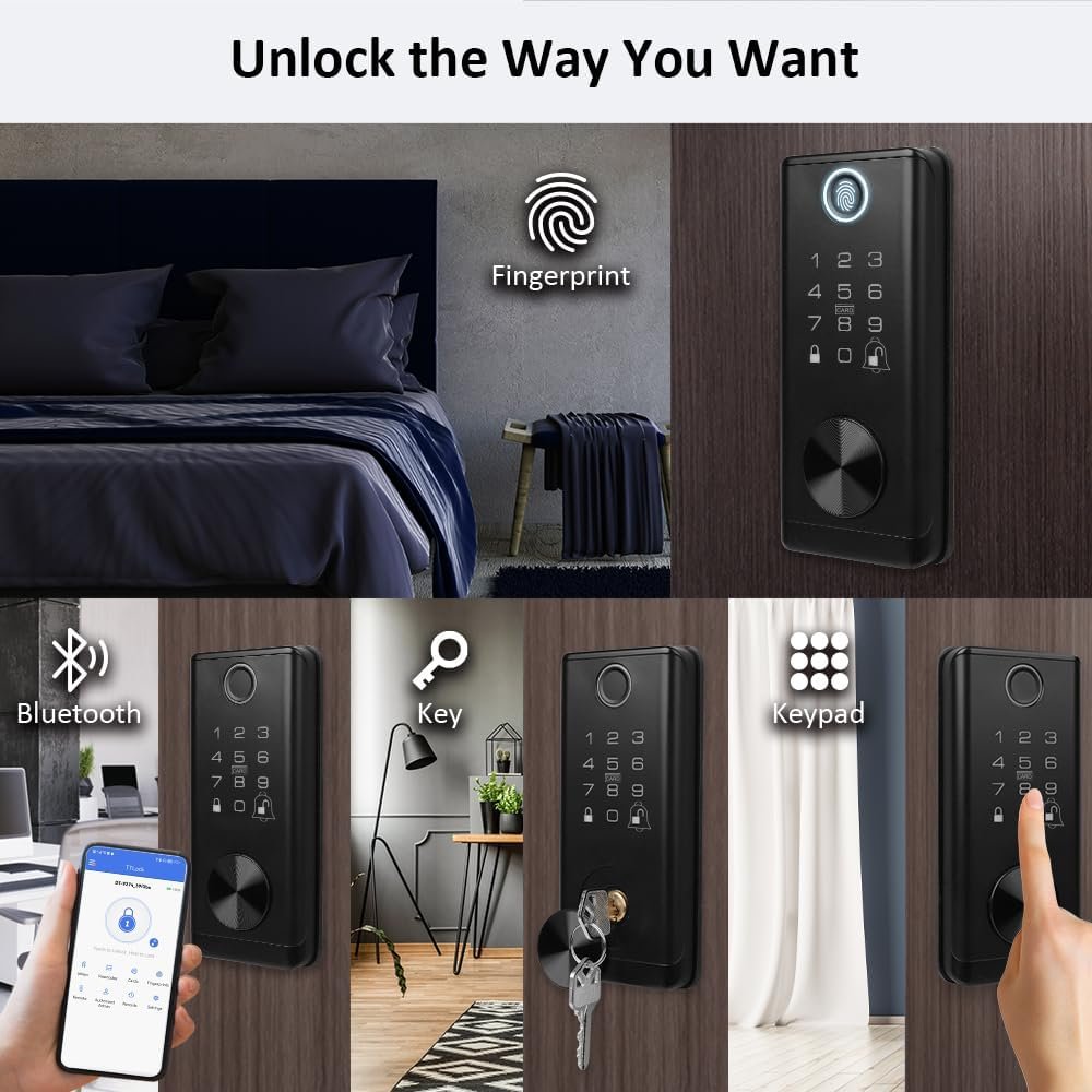 GOLDENKEY Fingerprint Door Lock, Electronic Deadbolt,Keyless Door Lock,Biometric Door Lock,Keypad Entry Door Lock,Passcode Code Door Lock Digital Door Lock - Image 3