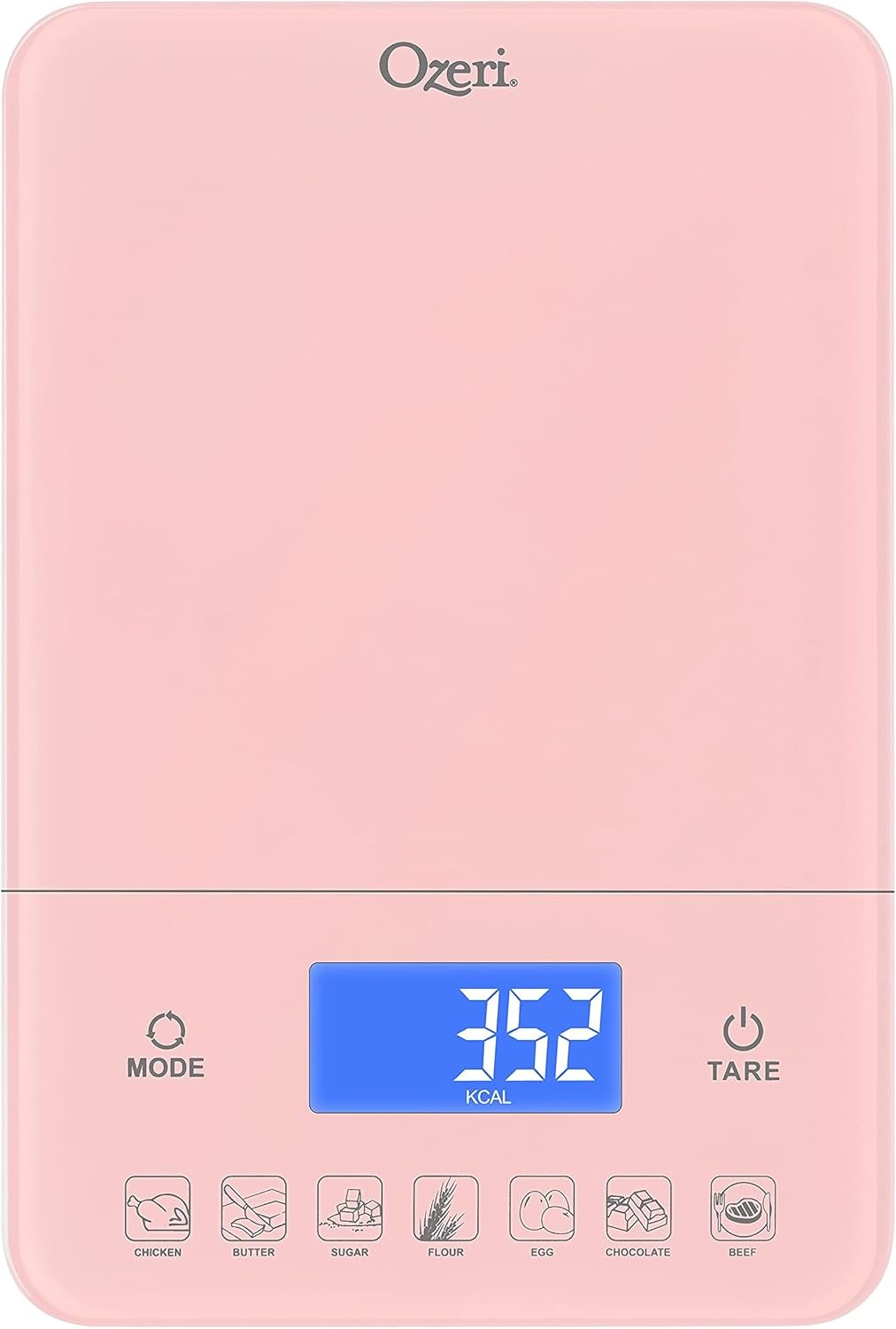 Ozeri Touch III Digital Kitchen Scale with Calorie Counter, 22 lbs (10 kg), Crystal Rose - Image 3