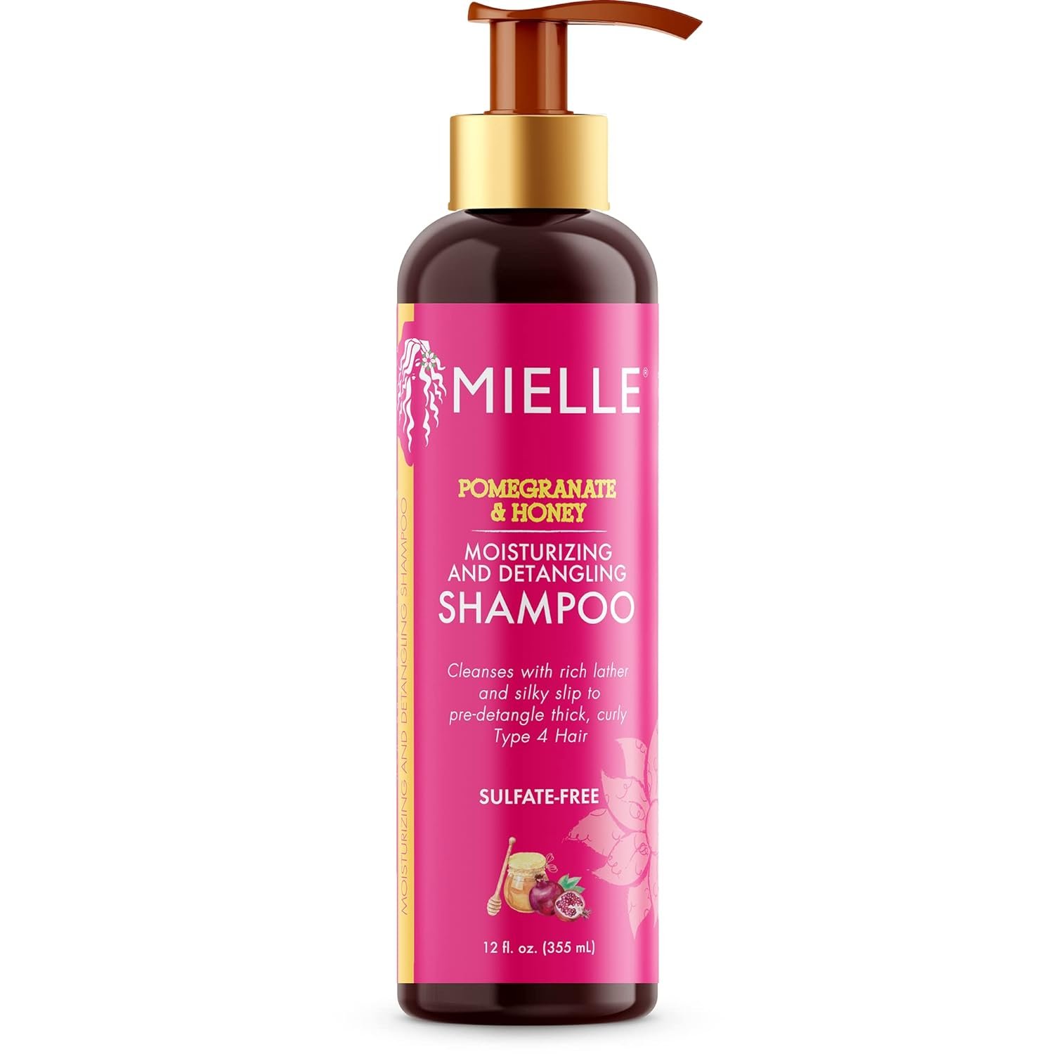 Mielle Organics Pomegranate & Honey Moisturizing and Detangling Shampoo, Hydrating Curl Cleanser For Dry, Damaged Type 4 Hair, Repair, Restore, and Prevent Frizz, 12-Fluid Ounces - Image 2