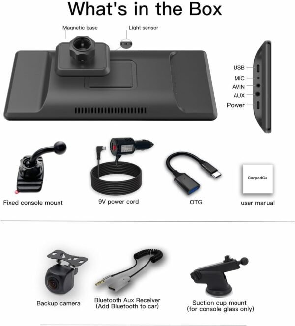 [2025 Fully Laminated Screen] CarpodGo T3 Pro Portable 60fps Wireless Carplay Android Auto,8.9 Inch 1920 * 720 IPS Touch Screen Car Stereo,Display-Only BT Mode Supports Steering Wheel Controls - Image 8
