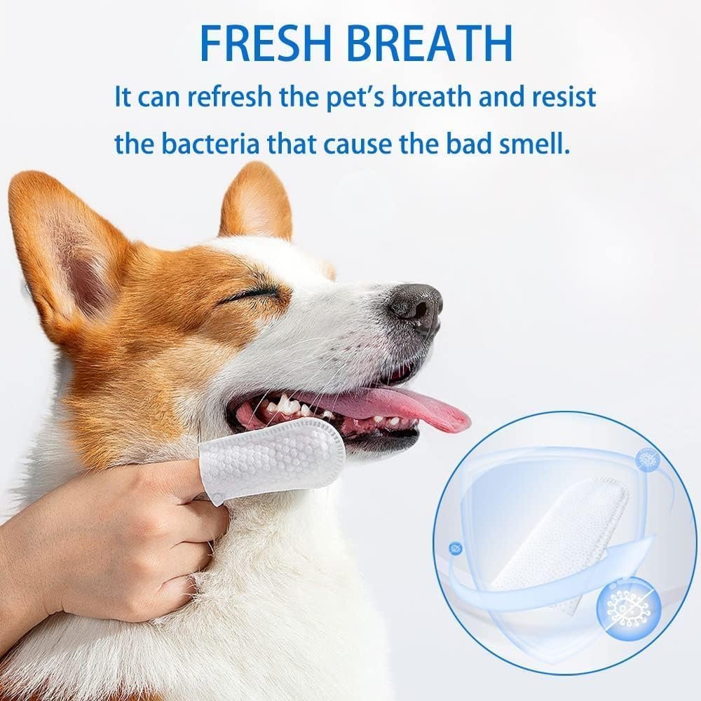 Onewly Dog Tooth Brushing Kit, 40 Count Dog Dental Teeth Cleaning Wipes for Help Wipe Away Plaque&Tartar, Freshen Breath - Pet Oral Cleansing Wipes Pads for Dogs and Cats (Milk Flavor) - Image 4