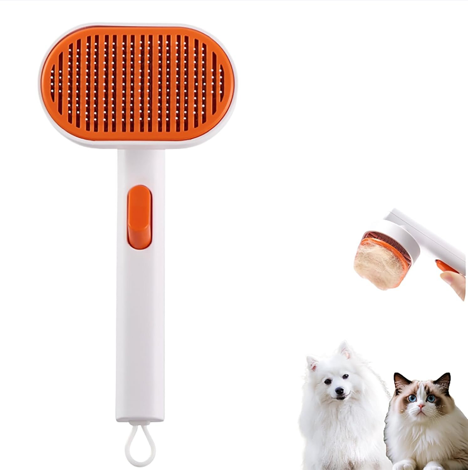 Cat Hair Brush with Released Button for Indoor Cats Shedding, Cat Brush for Long Haired Cats and Short Haired Cats,Gentle Deshedding and Self-Cleaning Massage Tool for Cat and Dog - Image 2