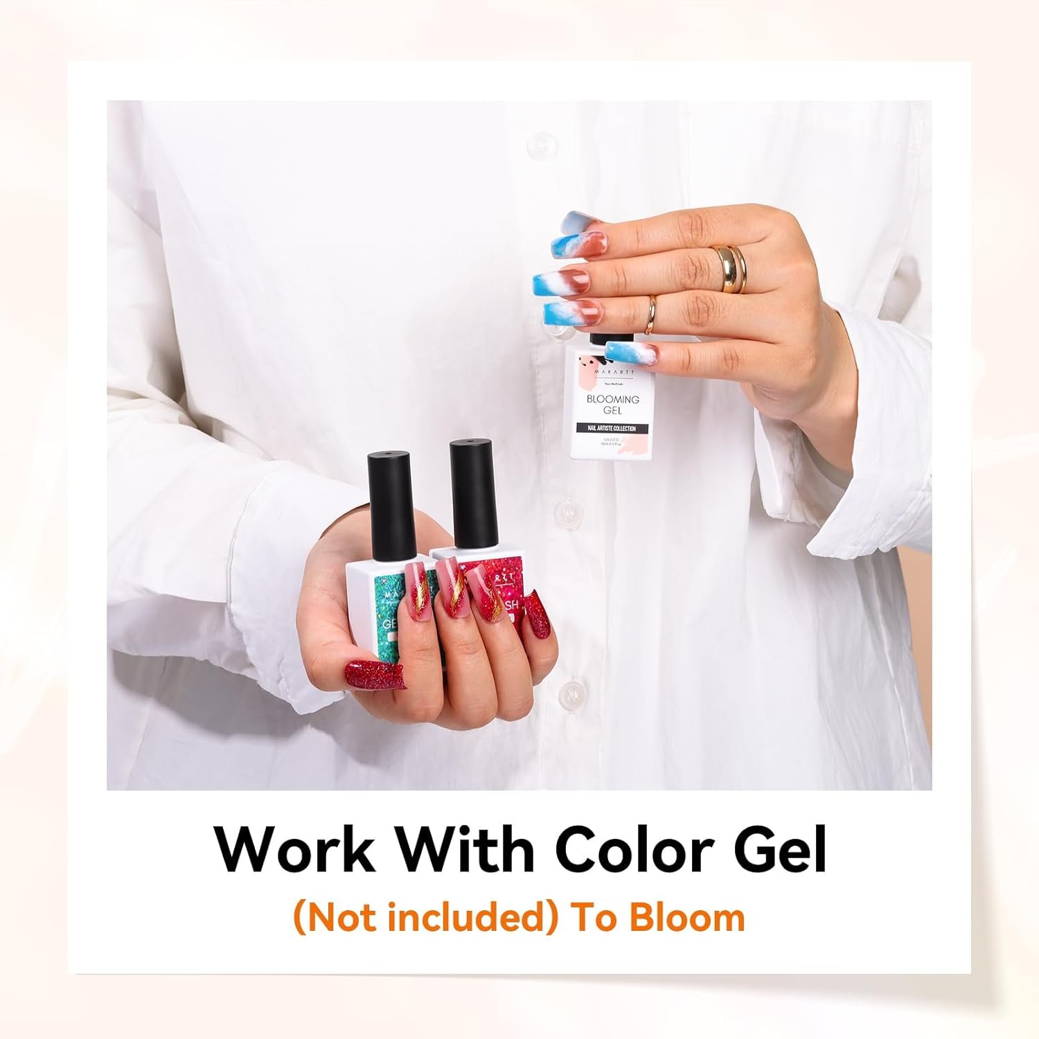 Makartt Clear Blooming Gel 15ml UV LED Soak Off Nail Art Polish for Spreading Effect Marble Nail Polish Gel Paint Nail Designs for DIY Color Flower Watercolor Magic Beauty Gift - Image 10