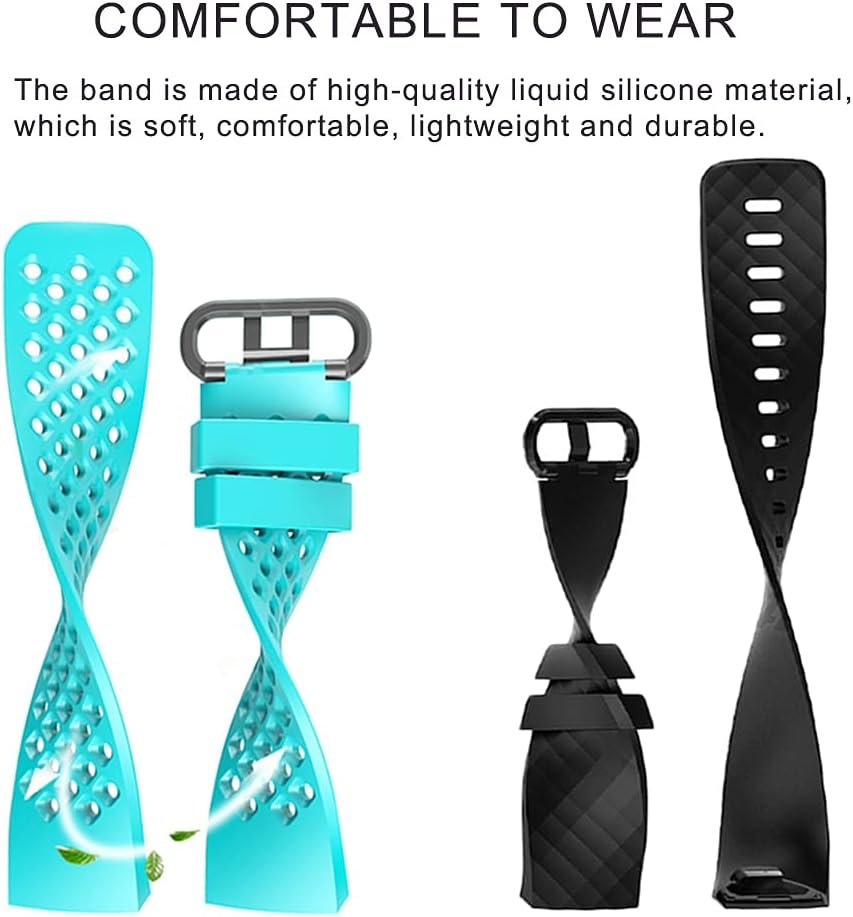 Qimela Replacement Watch Strap Compatible with Fitbit Charge 3/Fitbit Charge 4 Bands for Women Men, Liquid Silicone Sport Classic Wristbands 2 Pack (Grey, Small) - Image 4