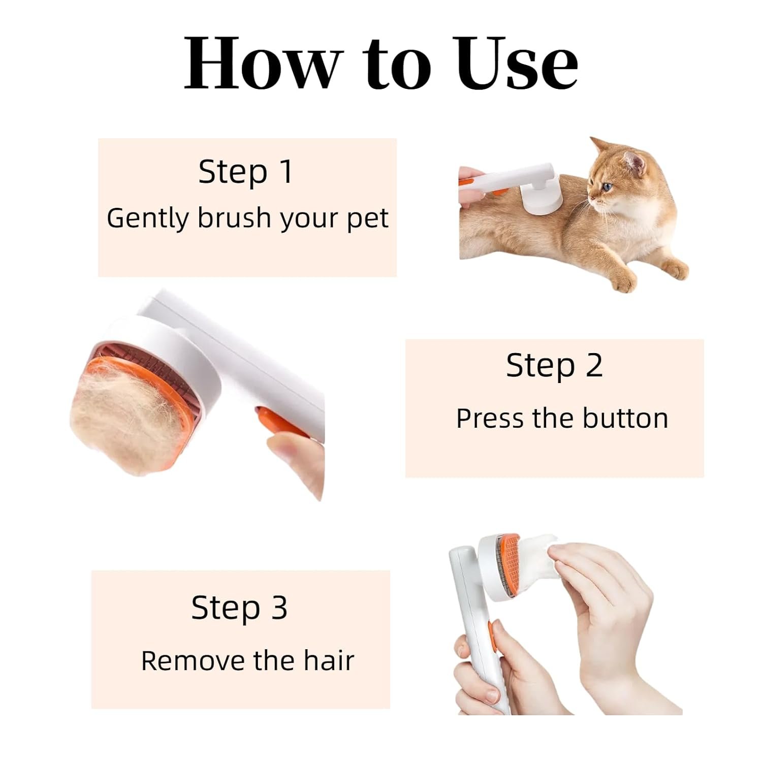 Cat Hair Brush with Released Button for Indoor Cats Shedding, Cat Brush for Long Haired Cats and Short Haired Cats,Gentle Deshedding and Self-Cleaning Massage Tool for Cat and Dog - Image 7