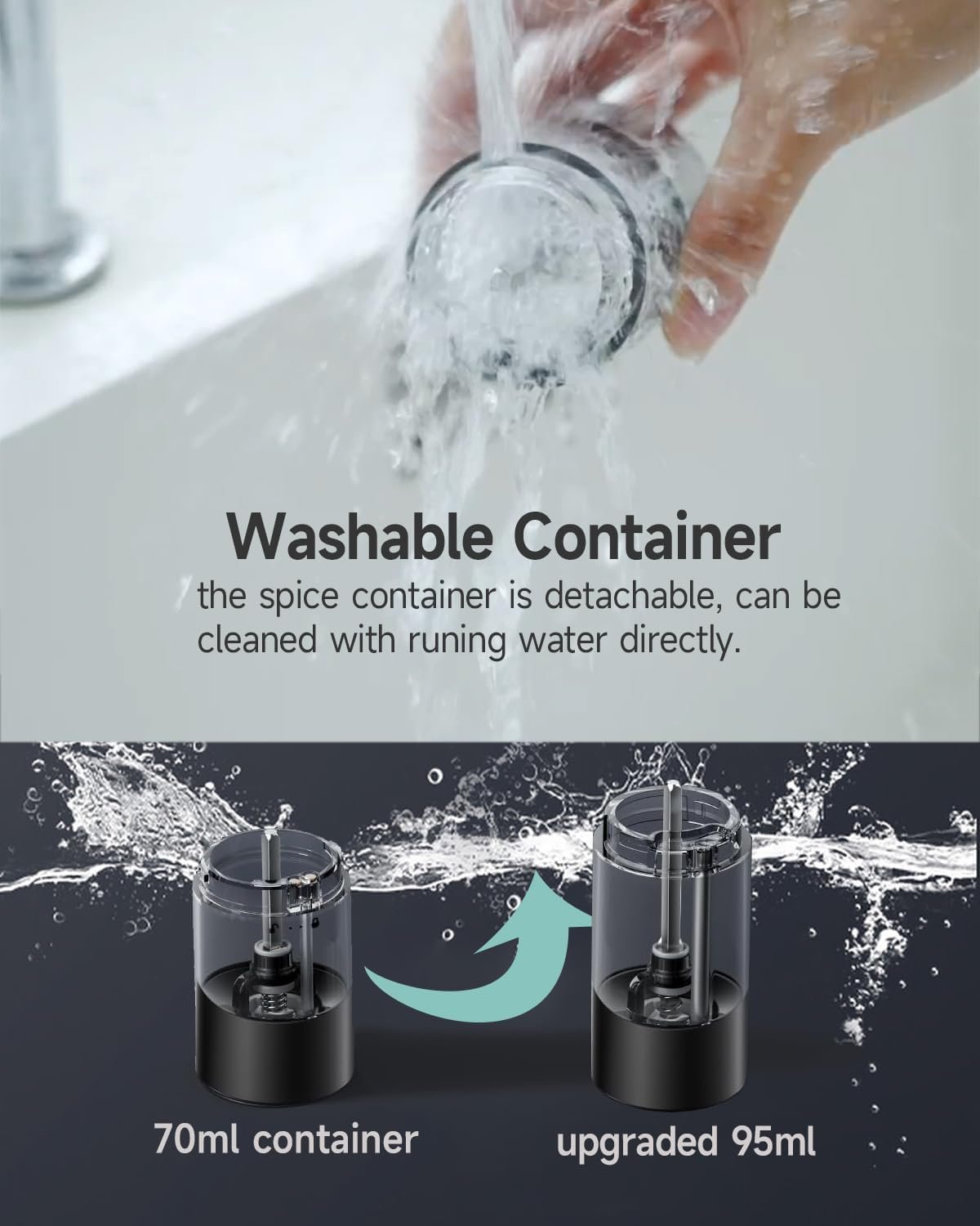 Electric Salt and Pepper Grinder Set - Battery Powered Peppermill Salt Shaker Battery Operated Spice Grinders White Light One Hand Operated Storage Base - Image 7