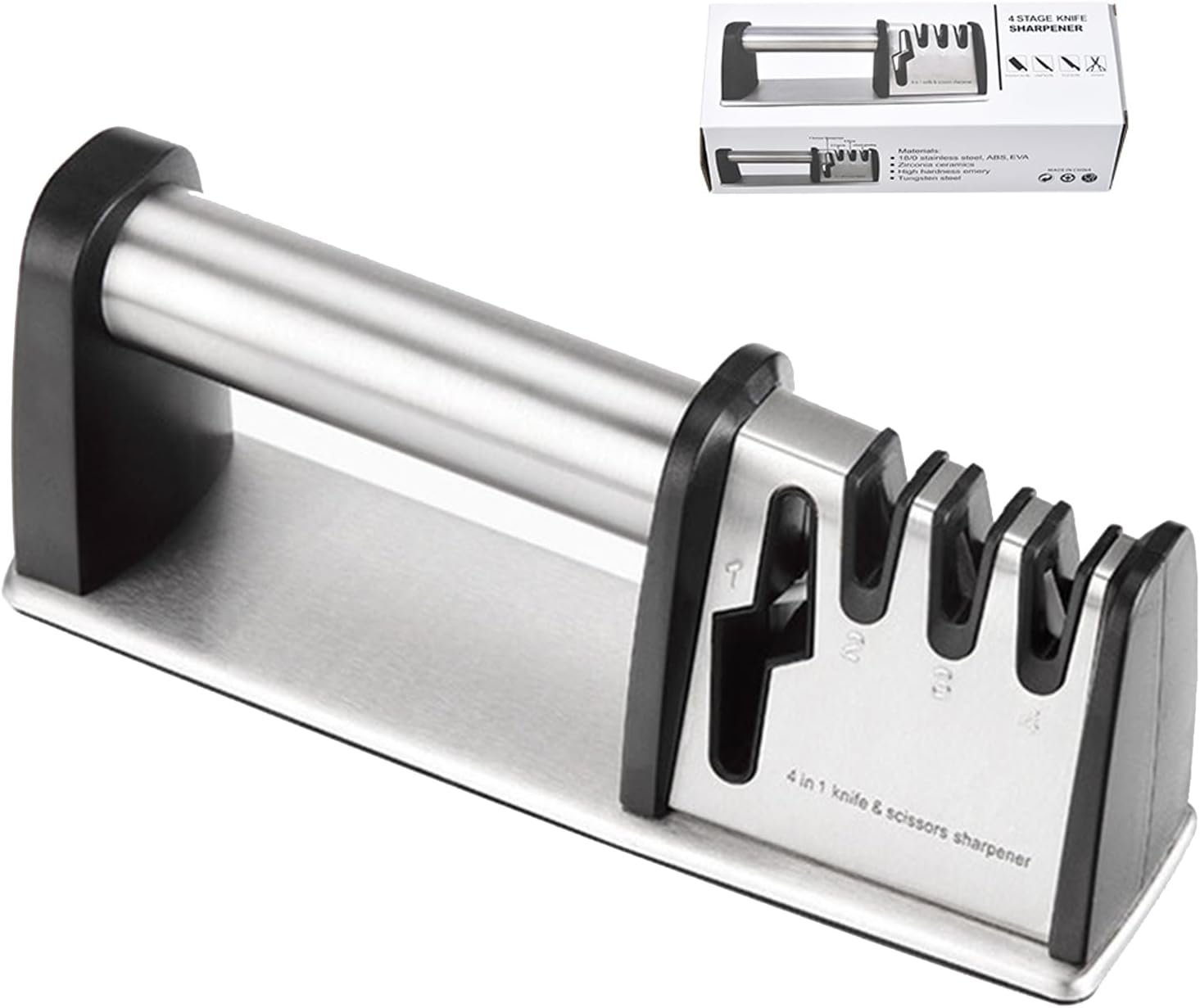 Knife Sharpener, 4 in 1 Kitchen Blade and Scissors Sharpening Tool, Powerful Professional Chef's Kitchen Knife Accessories, Chef Knife Sharpener - Image 2