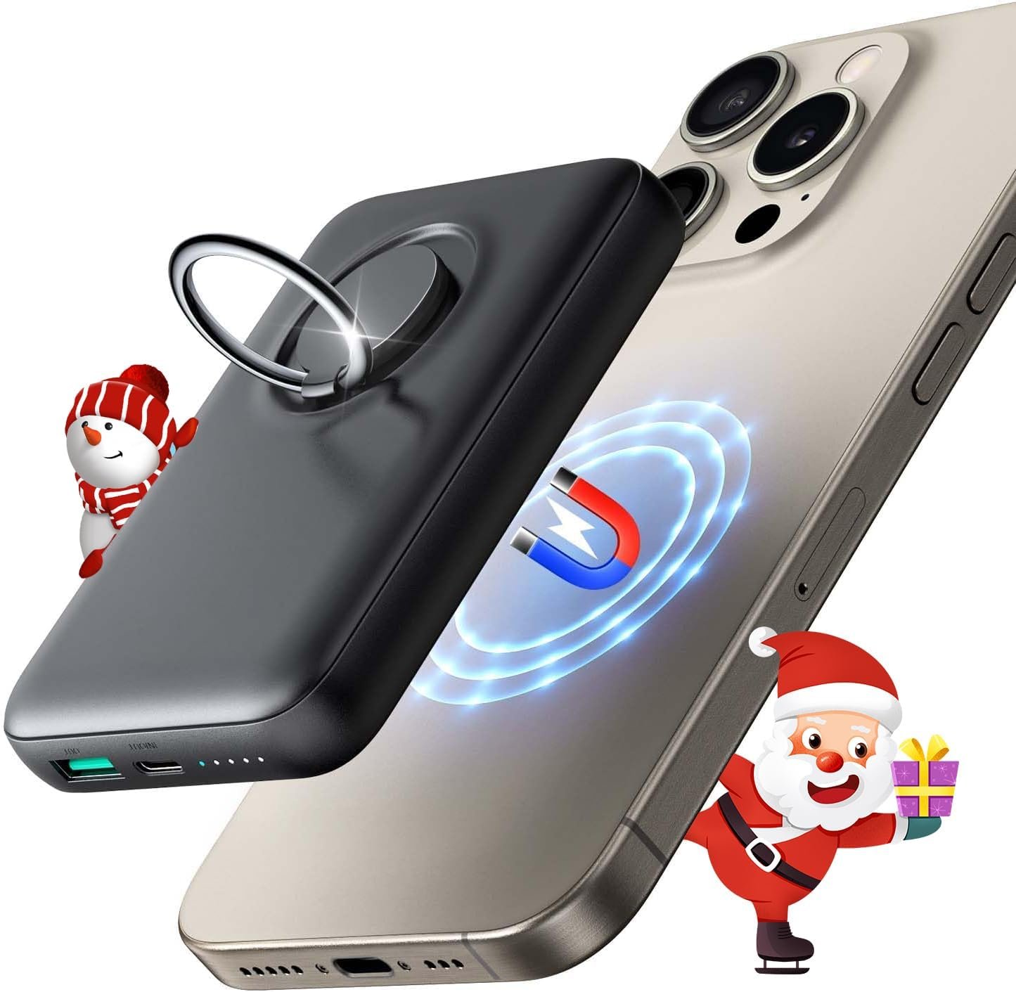 JOYROOM Magnetic Portable Charger 10000mAh Power Bank with Ring Holder, N52 Stronger Magnetic 20W PD Fast Charging Battery Pack Compatible with iPhone 16/15/14/13/12/Pro/Pro Max (Black) - Image 9