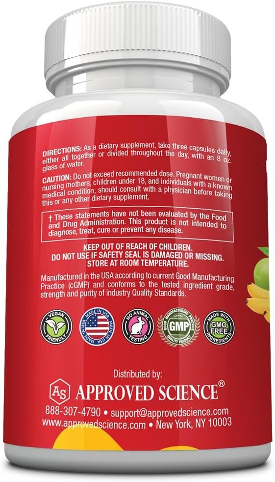 Approved Science Fruits & Veggies - 42 Whole Fruit and Veggie Supplement - Enhanced Health & Vitality - Daily Natural Vitamins, Minerals, Antioxidants - 270 Capsules Each - 3-Month Supply - Image 6