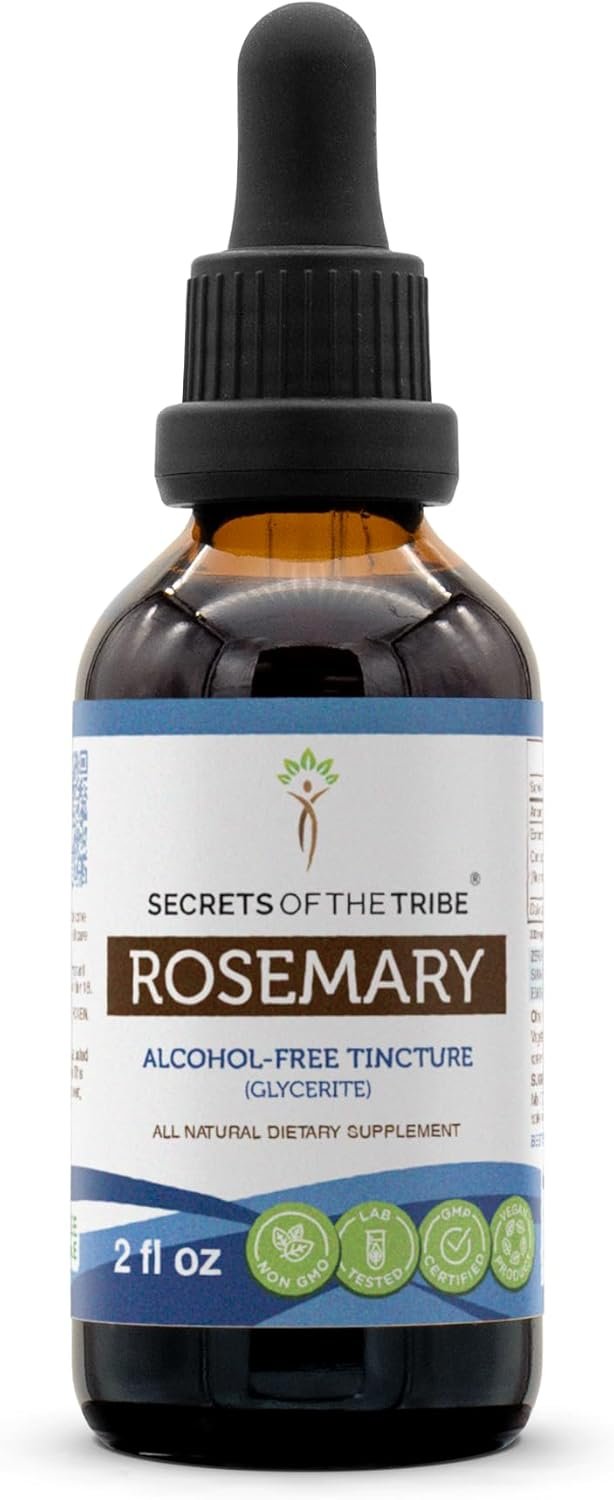 Secrets of the Tribe Rosemary Alcohol-Free Liquid Extract, Rosemary (Rosmarinus Officinalis) Dried Leaf Tincture Supplement (2 FL OZ) - Image 2