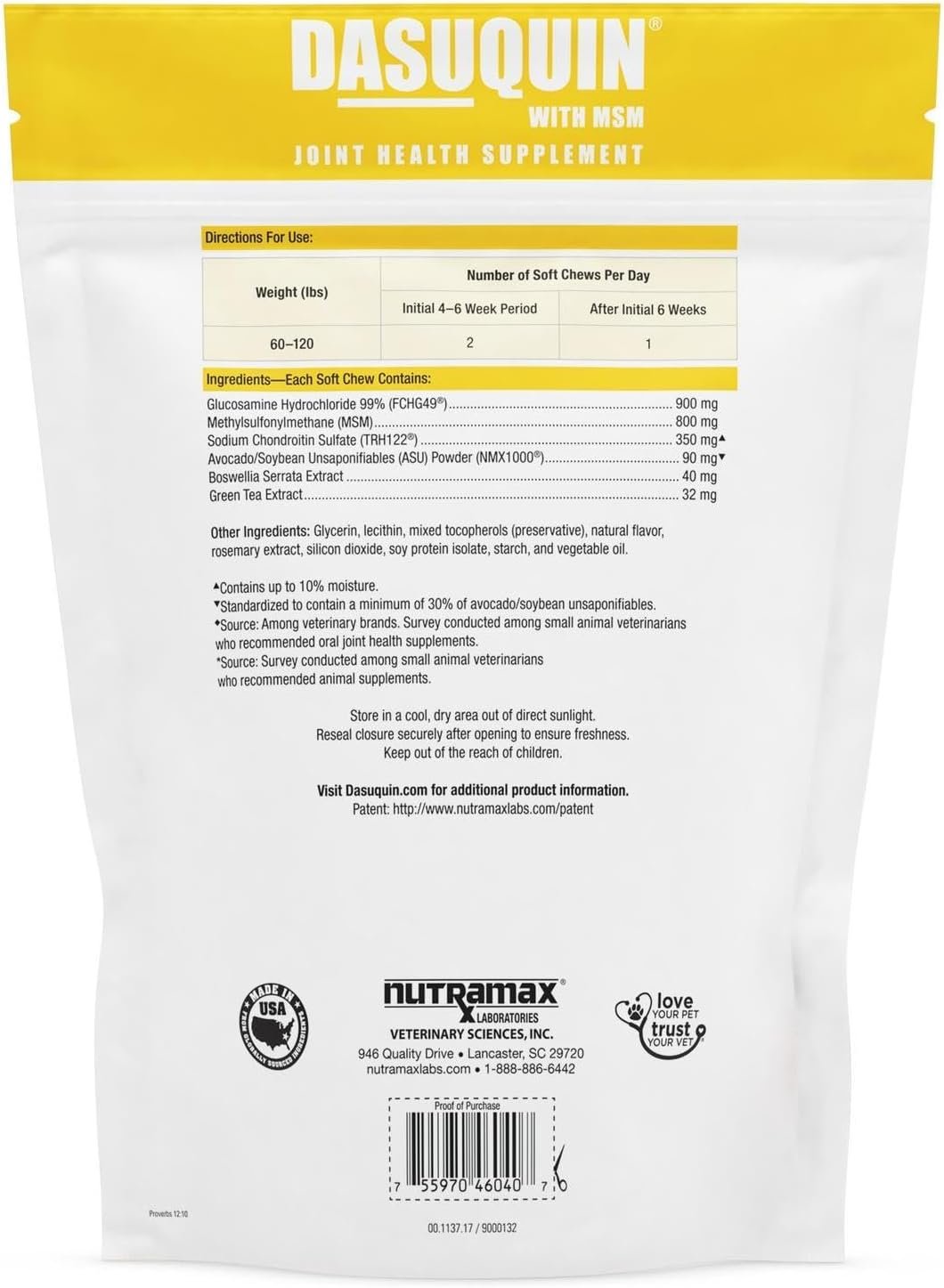 Nutramax Laboratories Dasuquin with MSM Joint Health Supplement for Large Dogs - With Glucosamine, MSM, Chondroitin, ASU, Boswellia Serrata Extract, and Green Tea Extract, 84 Soft Chews - Image 3