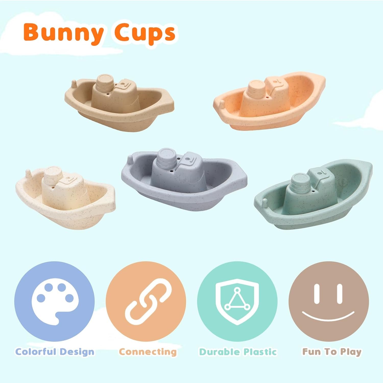 Bunny Toys,5 Pcs Rabbit Toys Stacking Cups for Rabbits,Multi-color Reusable Rabbit Enrichment Toys, Safety Plastic Inlay Toys for Bunny, Rabbits, Hamster and other Small Animals Hiding Food and Playi - Image 5
