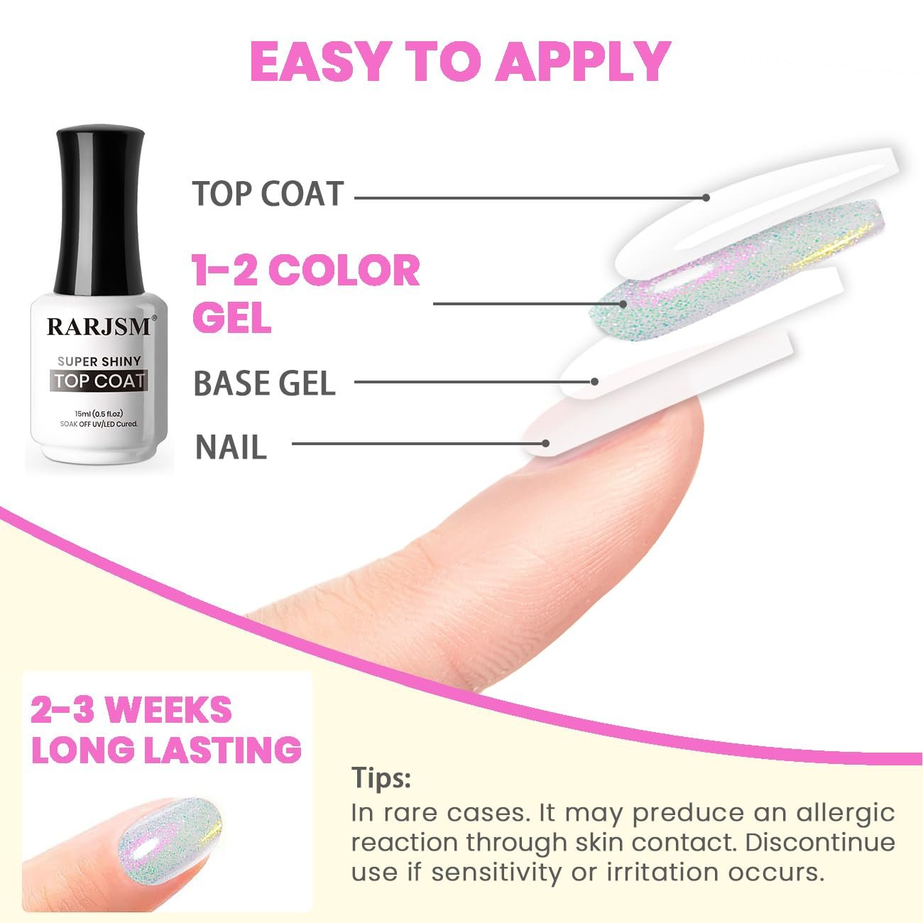 RARJSM Clear Glitter Top Coat Gel Nail Polish Red Purple Shell Iridescent Rainbow Shimmer Multichrome Colors Glossy No Wipe Mirror Shine Gel Polish Soak Off LED UV Curing Requires for Home Salon 15ml - Image 7