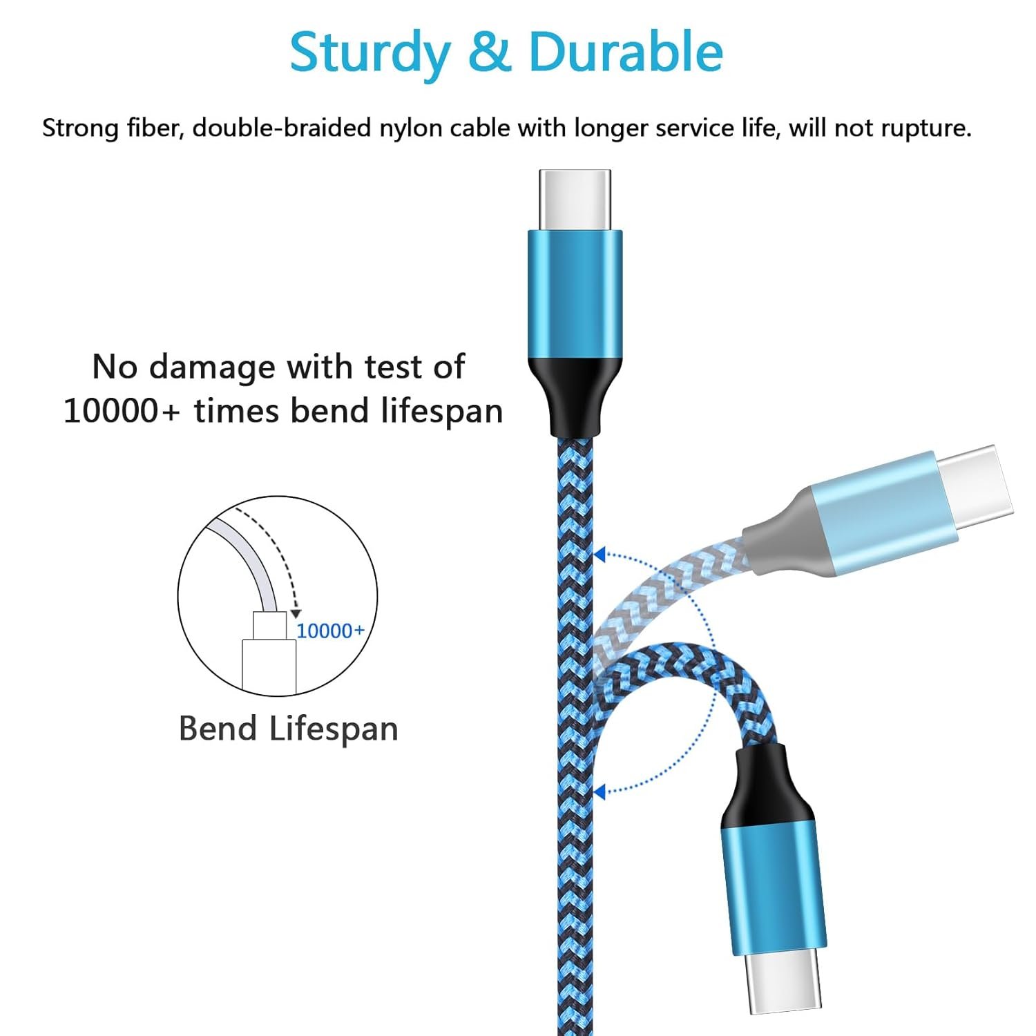 2Pack 6ft Fast Charging Cable for iPhone 16, 16 Pro Max, 16 Pro, 16 Plus, 15, 15 Pro Max Plus, Samsung Galaxy S24 Ultra Plus S23 S22 S21+ S20 FE 5G S10, USB A to Type C Cord Phone Charger - Image 4