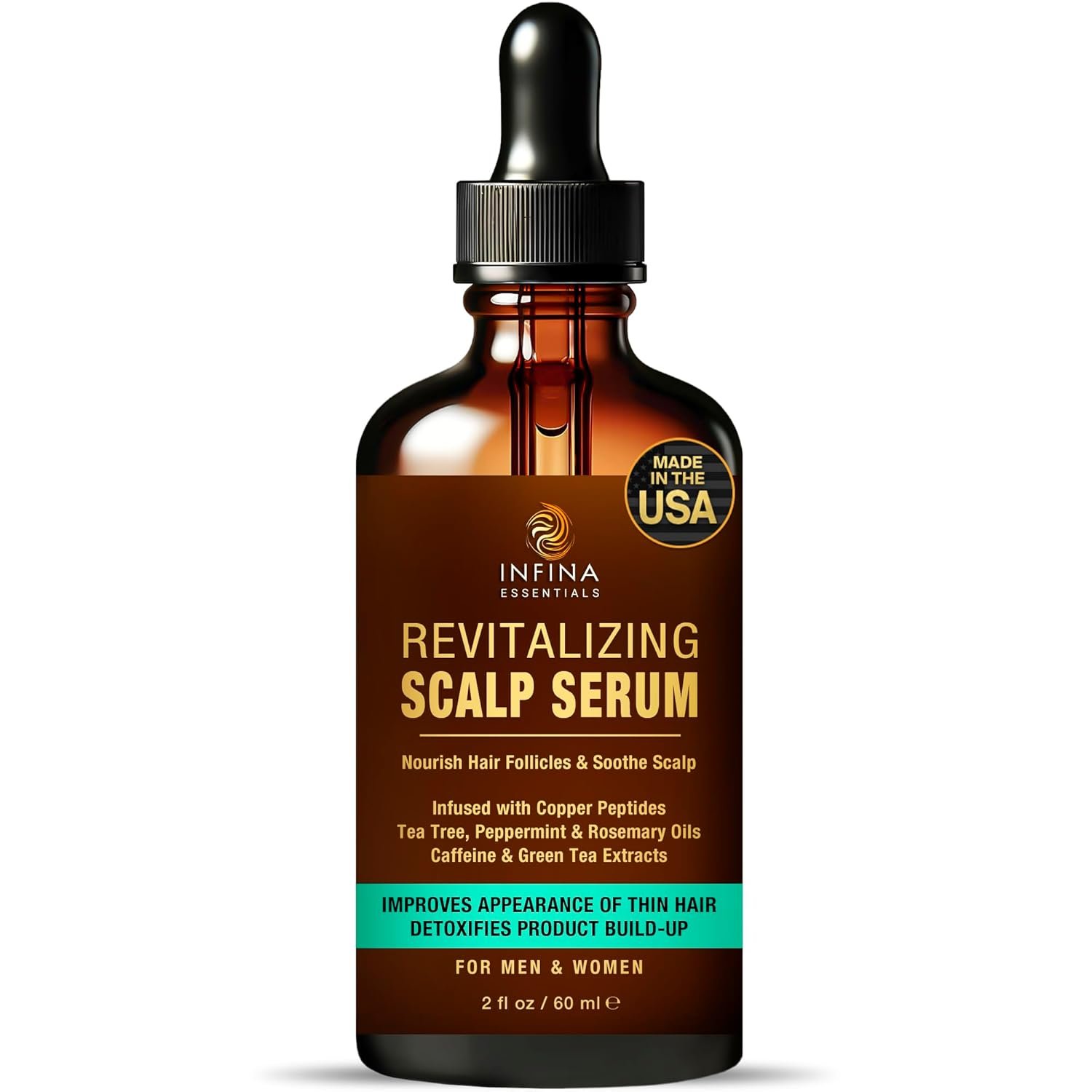 Revitalizing Scalp Serum for Hair Growth with Copper Peptides, Caffeine & Tea Tree Oil - Nourishing Scalp Oil for Itchy Dry Scalp, Detoxifies Build-Up, Deep Hydration for All Hair Types, 2 fl oz - Image 2