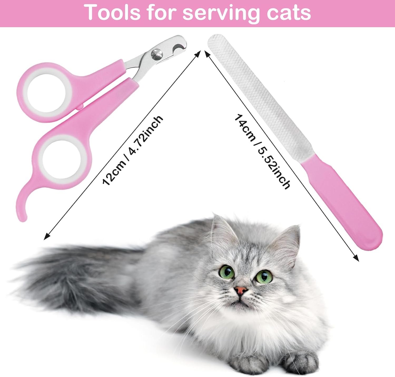 5Pcs Dogs and Cats Grooming Nail Clippers Kit Pet Claws Nail Clipper Trimmers, with Protective Guard Lock to Avoid Over Cutting, Professional Trimmers for Large and Small Cat and Dog Animal. (Pink) - Image 4