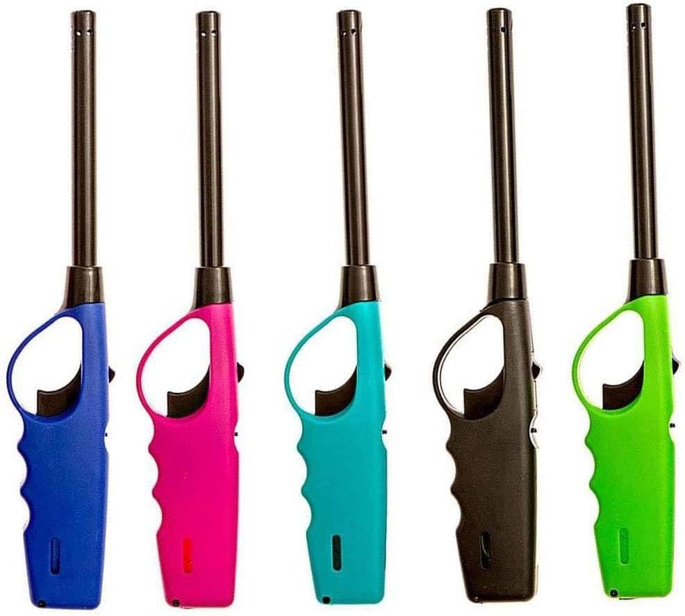 Long Lighters Pack, 5 Pack of Butane Refillable Fire Lighters, Ideal as Multipurpose Utility Lighters BBQ Lighters Grill Lighters Kitchen Lighters, Multicolor, Large - Image 2
