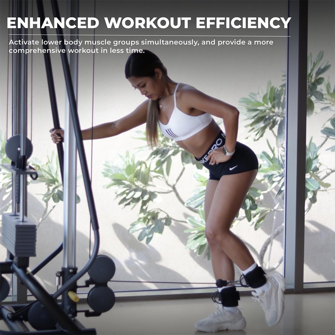 Ankle Straps for Cable Machines Women - Adjustable Gym Ankle Strap for Cable Machine, Neoprene Padded Cable Straps, Durable Leg Strap with Cable Cuff, Glute Kickback Ankle Strap with D Rings - Image 5