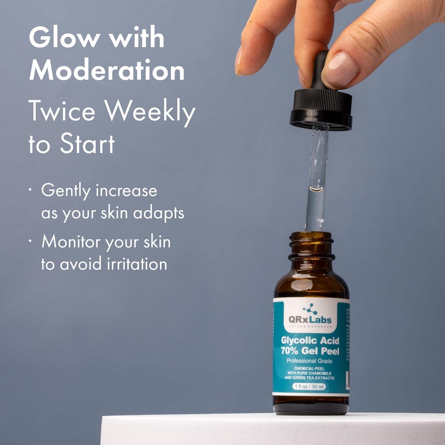 QRxLabs 70% Glycolic Acid Gel Peel & Neutralizer Set - Professional-grade skincare for acne, wrinkles, collagen boost - 1 fl oz & 2 fl oz bottles - Image 4