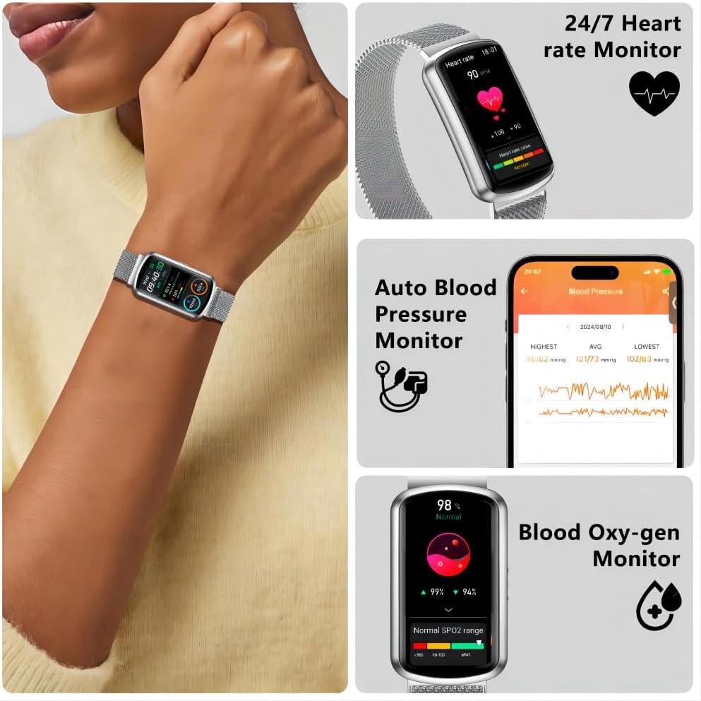 Health Fitness Tracker, Smart Watch with 24/7 Heart Rate and Blood Pressure Monitor, Activity Tracker with Blood Oxygen, 120 Sport Mode Waterproof Sleep Tracker for Women Men - Image 4