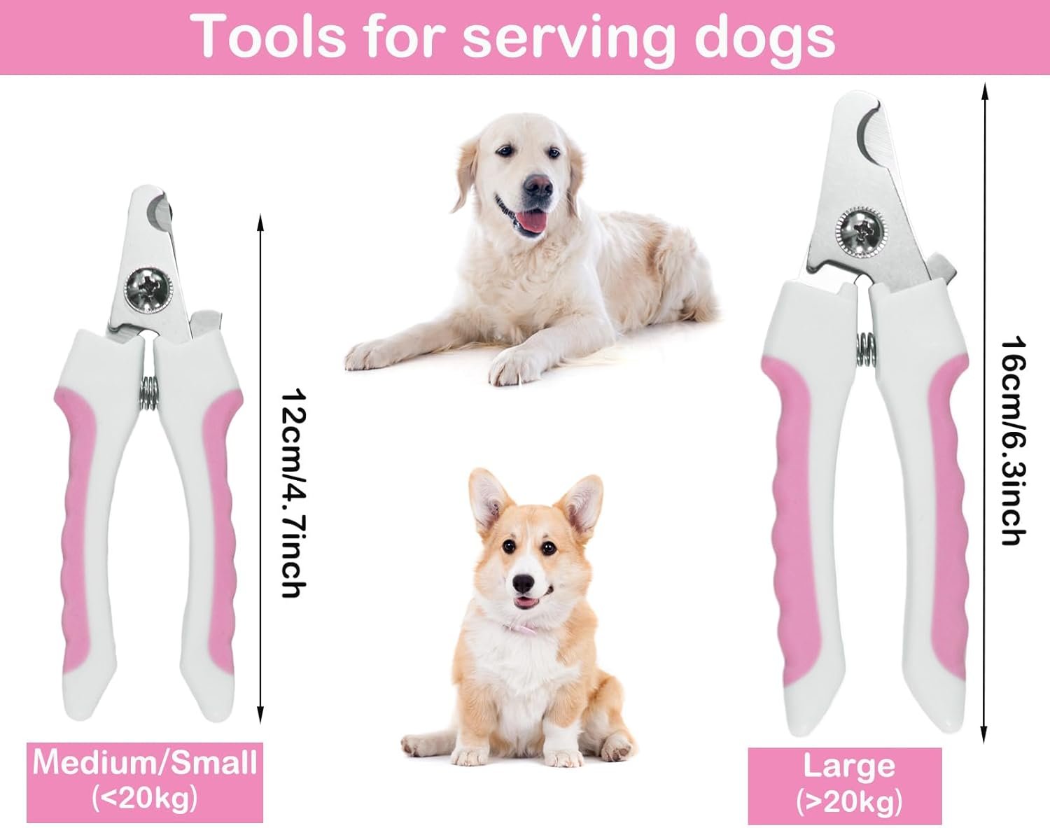 5Pcs Dogs and Cats Grooming Nail Clippers Kit Pet Claws Nail Clipper Trimmers, with Protective Guard Lock to Avoid Over Cutting, Professional Trimmers for Large and Small Cat and Dog Animal. (Pink) - Image 3
