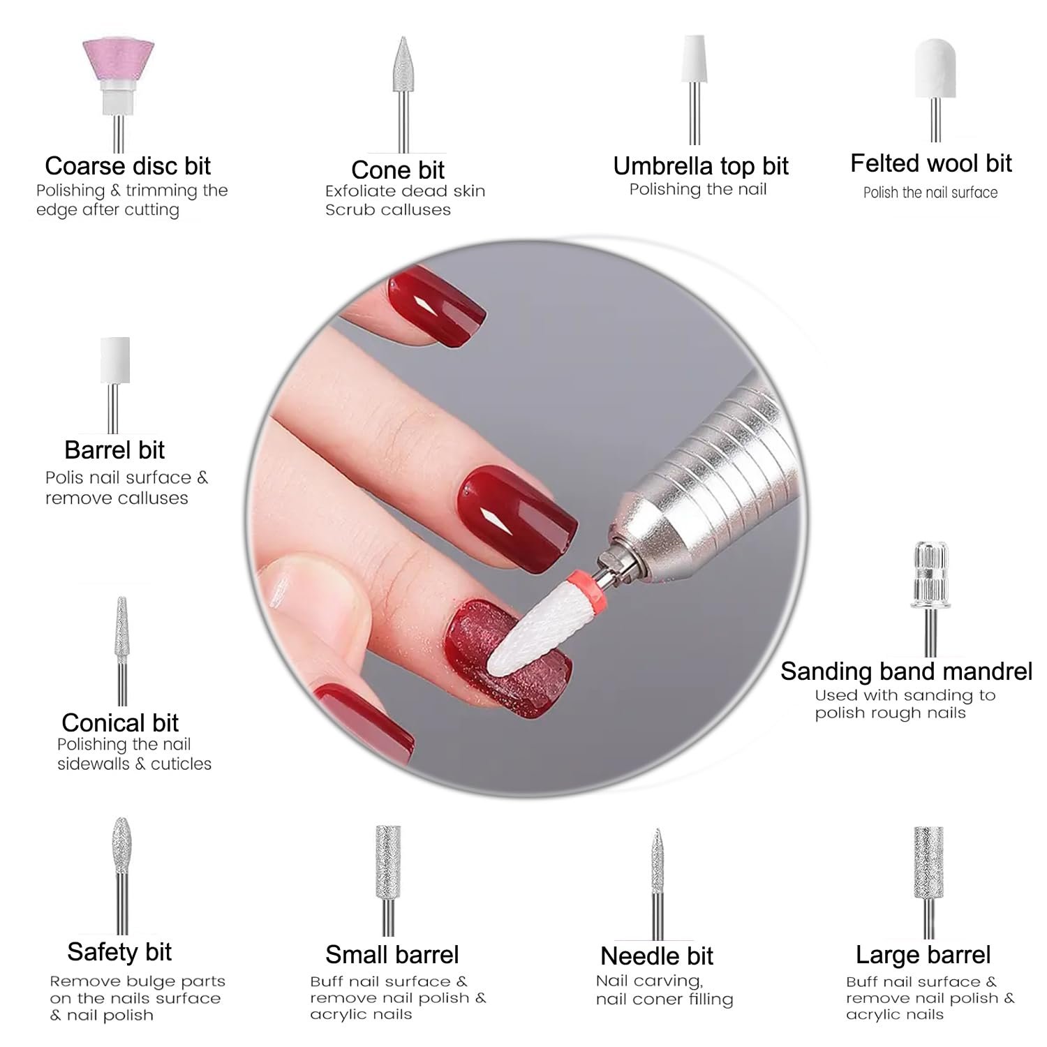 Electric 45000RPM Nail Drill Machine Rechargeable Portable Nail File Electric DIY Nail Drill Kit with Smart LCD Screen for Gel Nail Manicure and Pedicure Reflective Body etc(Dazzle) - Image 4