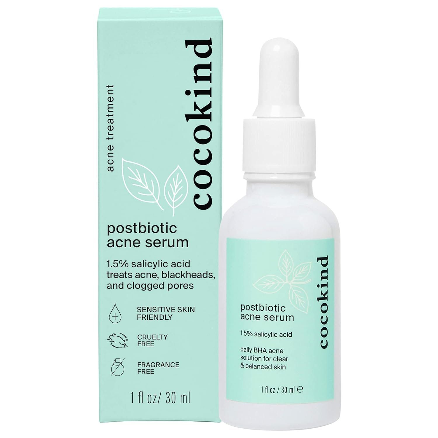 Cocokind Postbiotic Acne Serum, Salicylic Acid Serum and BHA Liquid Exfoliant - Exfoliating, Brightening and Hydrating Serum - Image 2