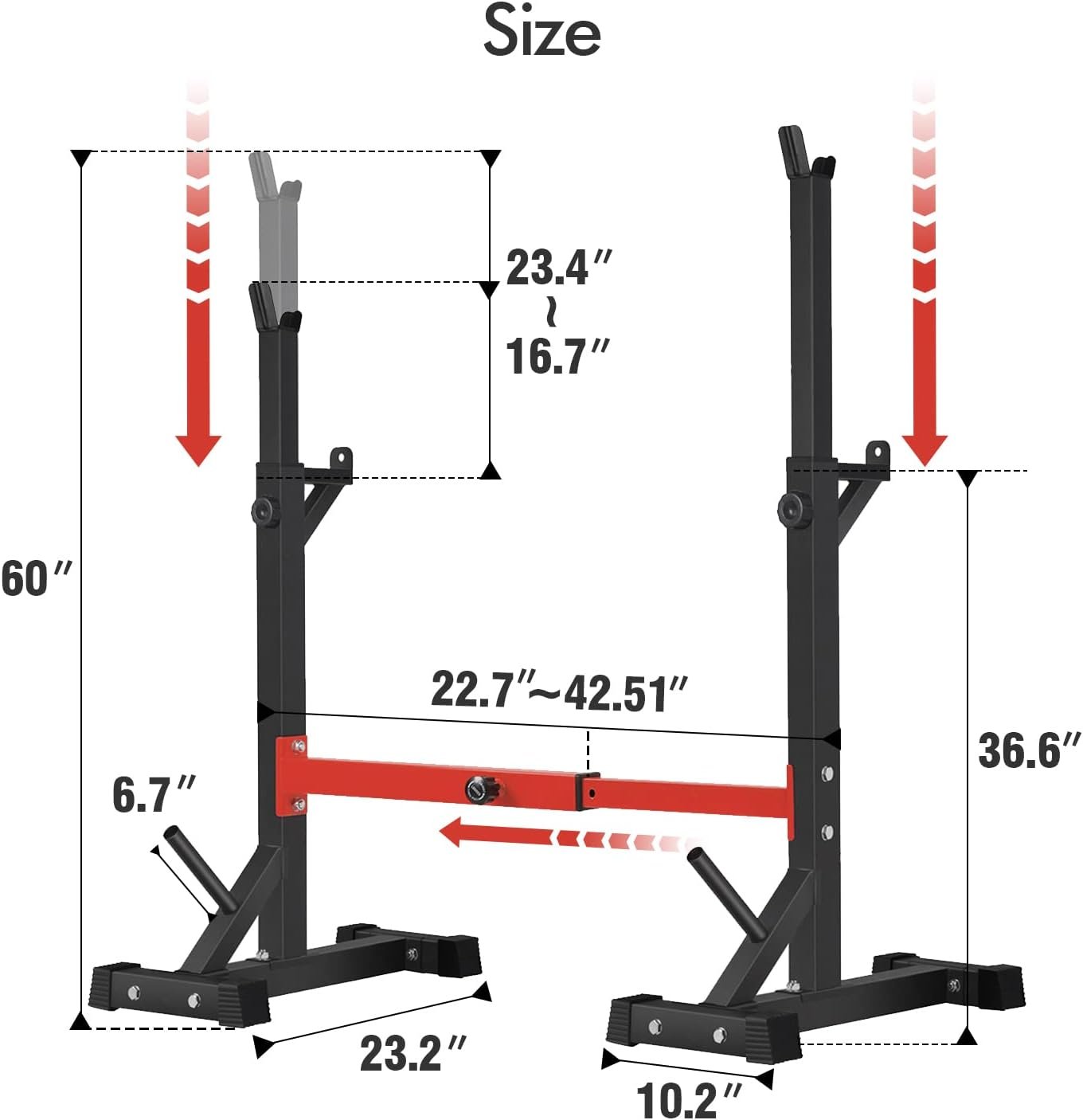 BangTong&Li Squat Rack Stand,Barbell Rack,Bench Press Rack Stand Home Gym Adjustable Weight Rack 550Lbs - Image 4