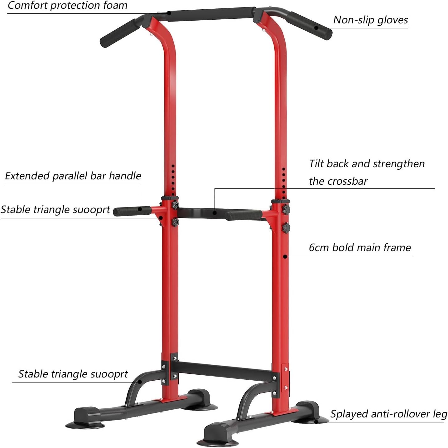 SogesPower Power Tower Dip Station Pull Up Bar for Home Gym Adjustable Height Strength Training Workout Equipment,Pull Up Bar Station - Image 9